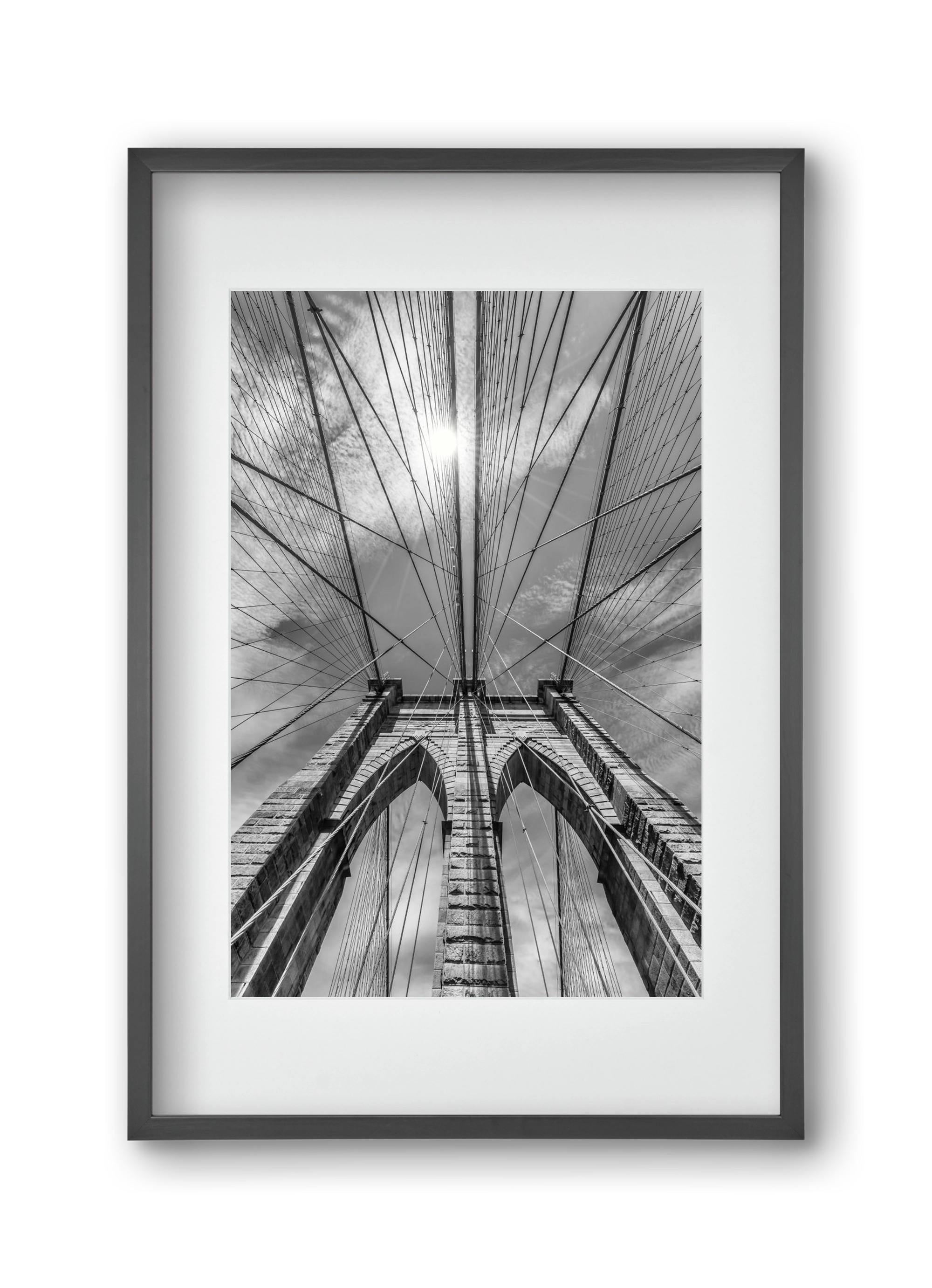NEW YORK CITY Brooklyn Bridge in Detail , 30x45 cm (20x30 cm), Fekete keret, paszpartuval