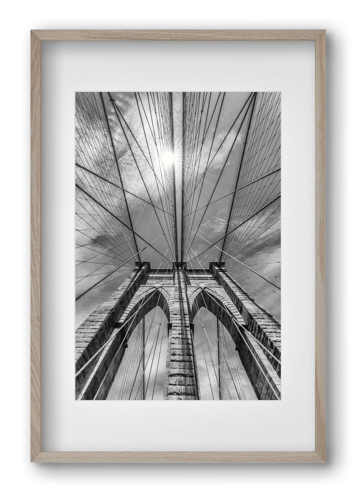 NEW YORK CITY Brooklyn Bridge in Detail , 40x60 cm (30x45 cm), Tölgy keret, paszpartuval