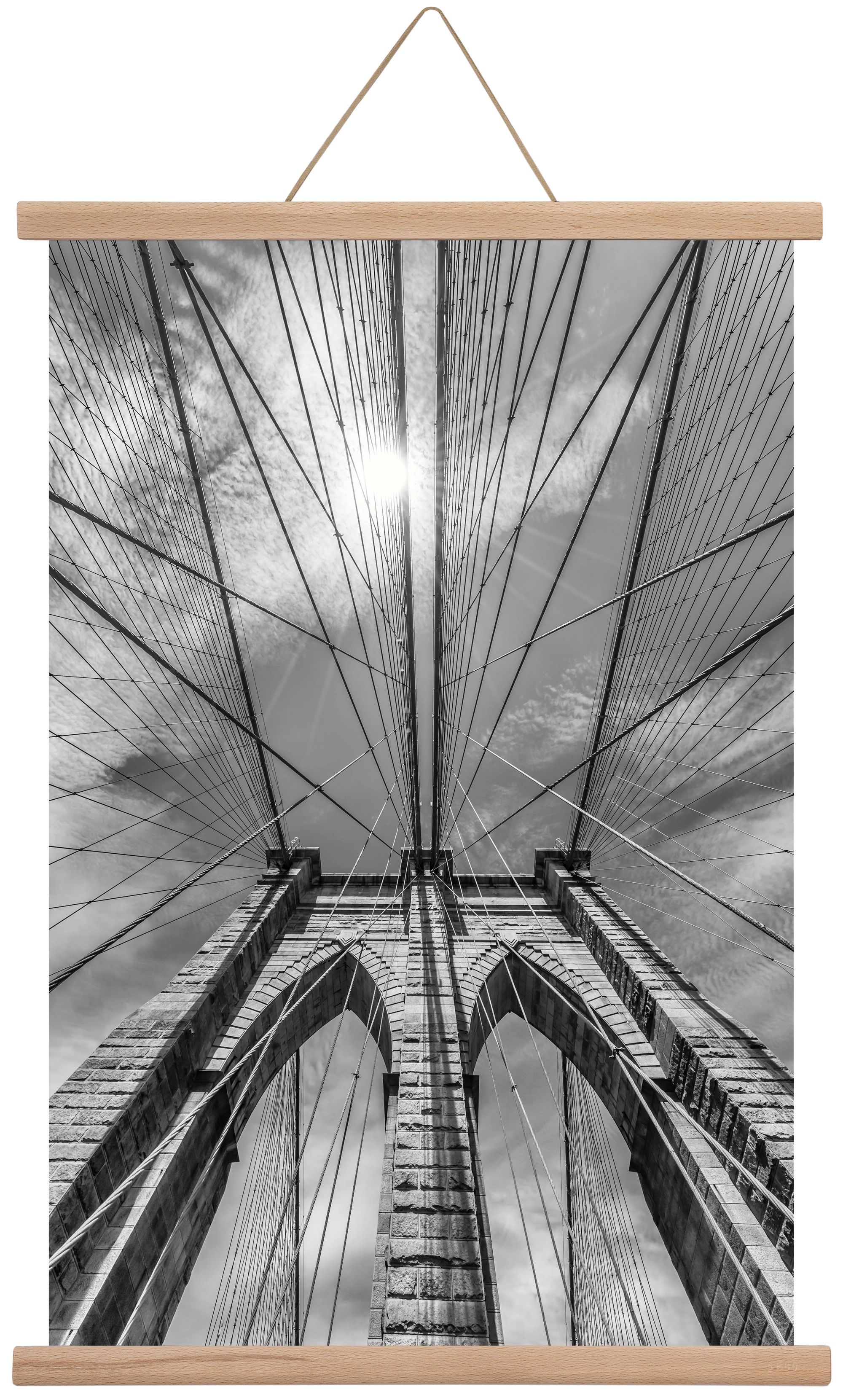 NEW YORK CITY Brooklyn Bridge in Detail , 40x60 cm (40x60 cm), Tölgy akasztó