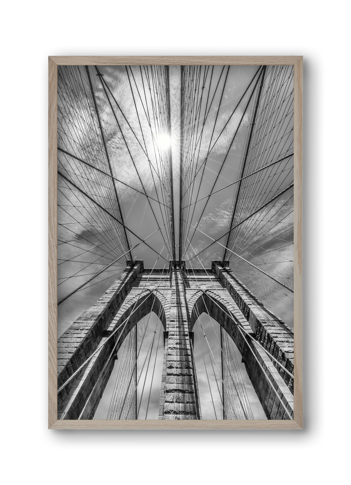 NEW YORK CITY Brooklyn Bridge in Detail , 30x45 cm (30x45 cm), Tölgy keret