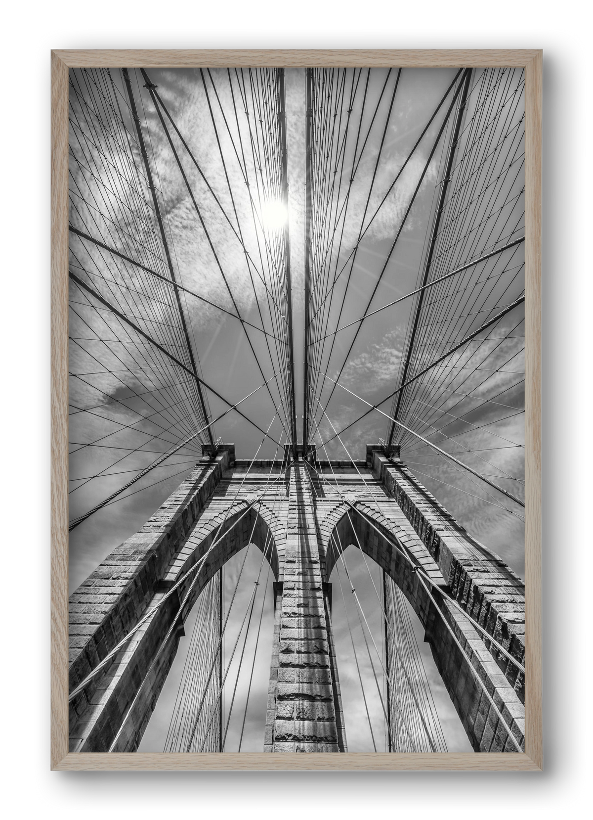 NEW YORK CITY Brooklyn Bridge in Detail , 40x60 cm (40x60 cm), Tölgy keret