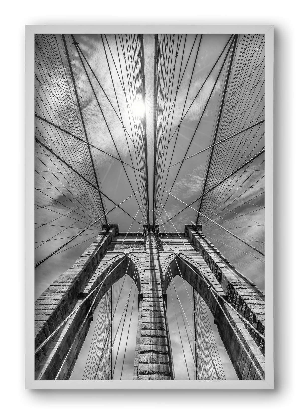 NEW YORK CITY Brooklyn Bridge in Detail , 40x60 cm (40x60 cm), Fehér keret