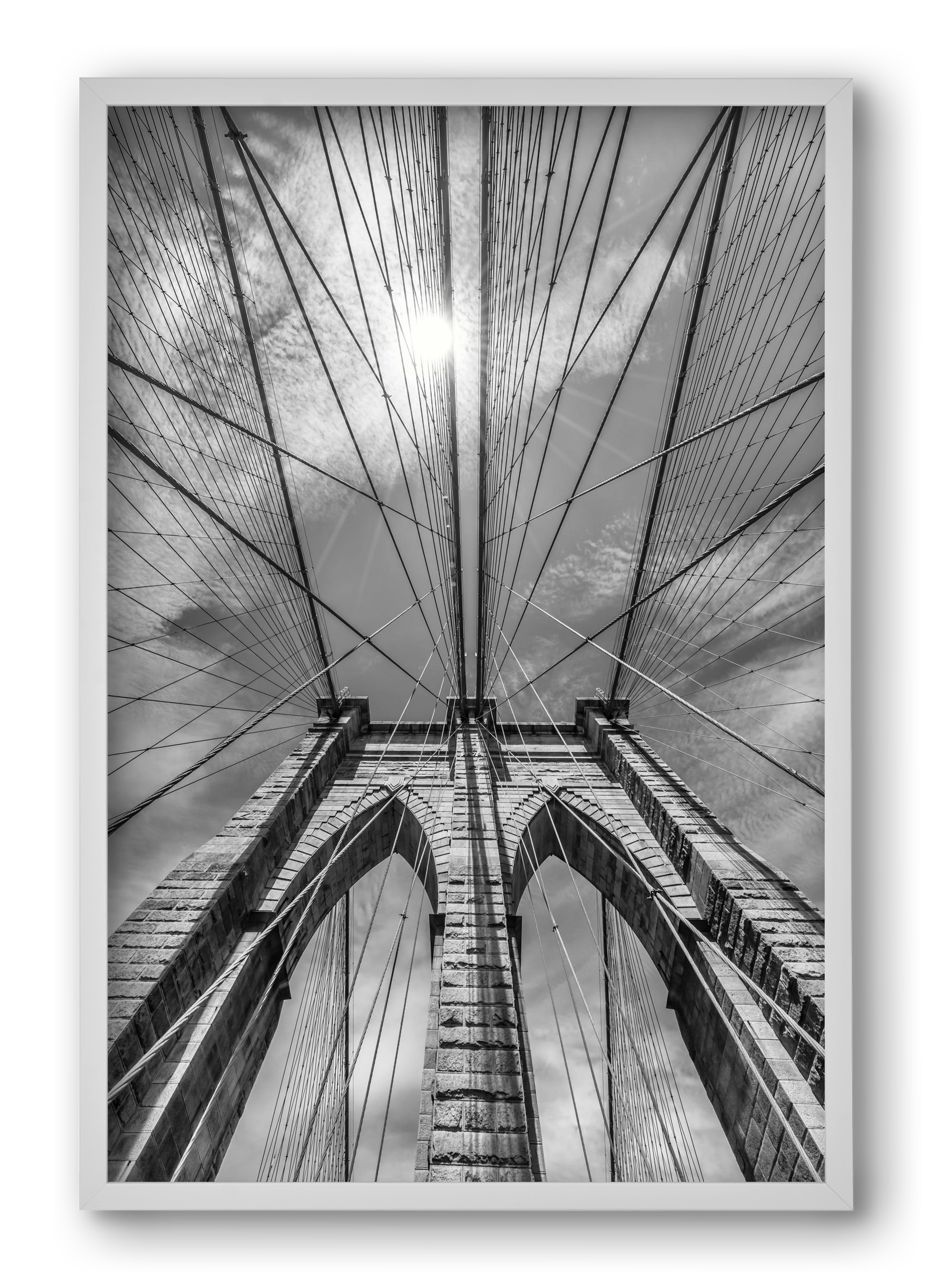 NEW YORK CITY Brooklyn Bridge in Detail , 40x60 cm (40x60 cm), Fehér keret