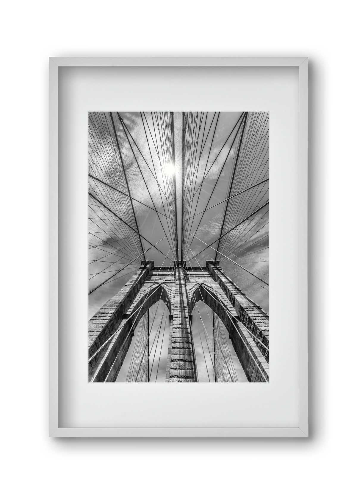 NEW YORK CITY Brooklyn Bridge in Detail , 30x45 cm (20x30 cm), Fehér keret, paszpartuval