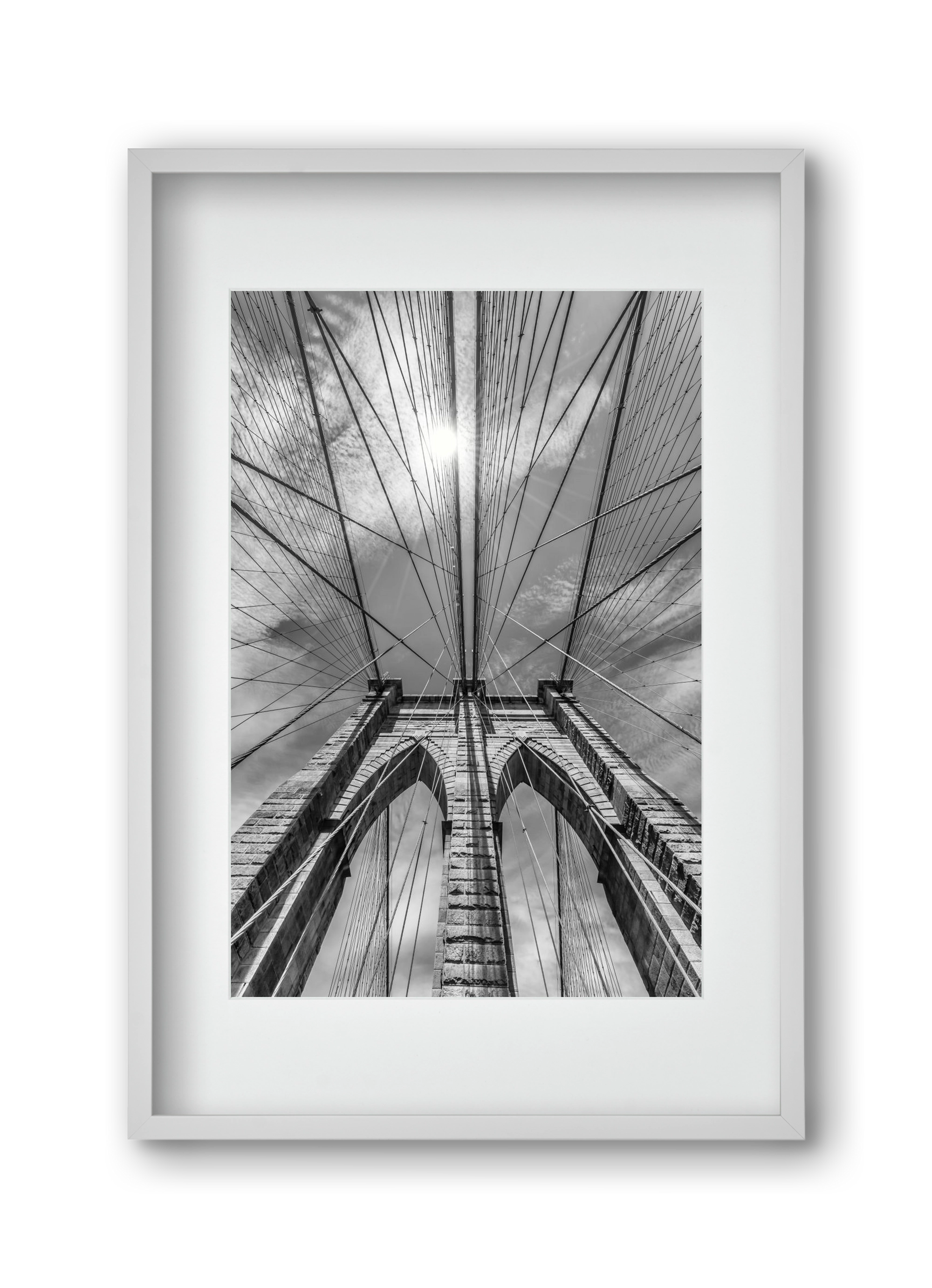 NEW YORK CITY Brooklyn Bridge in Detail , 30x45 cm (20x30 cm), Fehér keret, paszpartuval