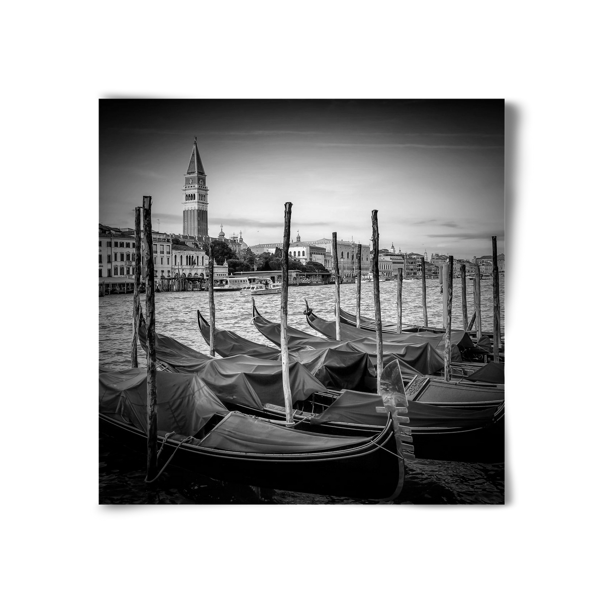 VENICE Grand Canal and St Mark's Campanile | Monochrome, 30x30 cm, Keret nélkül