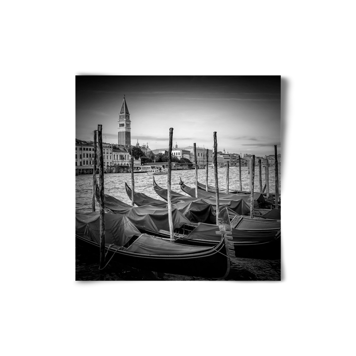 VENICE Grand Canal and St Mark's Campanile | Monochrome, 20x20 cm, Keret nélkül