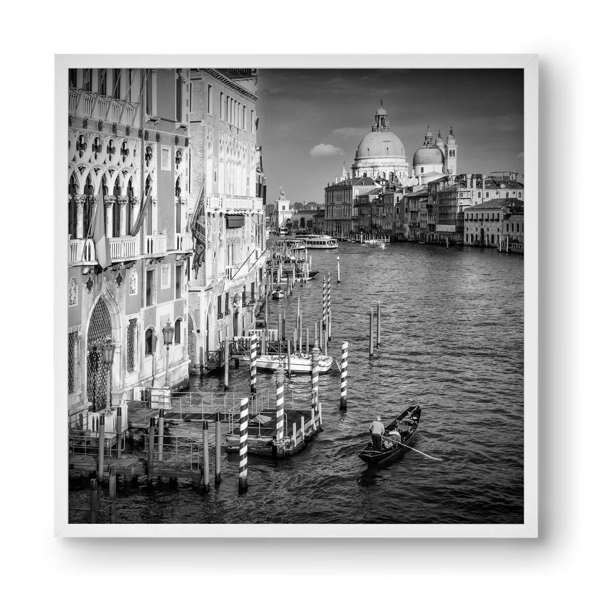VENICE Canal Grande & Santa Maria della Salute | Monochrome, 40x40 cm (40x40 cm), Fehér keret
