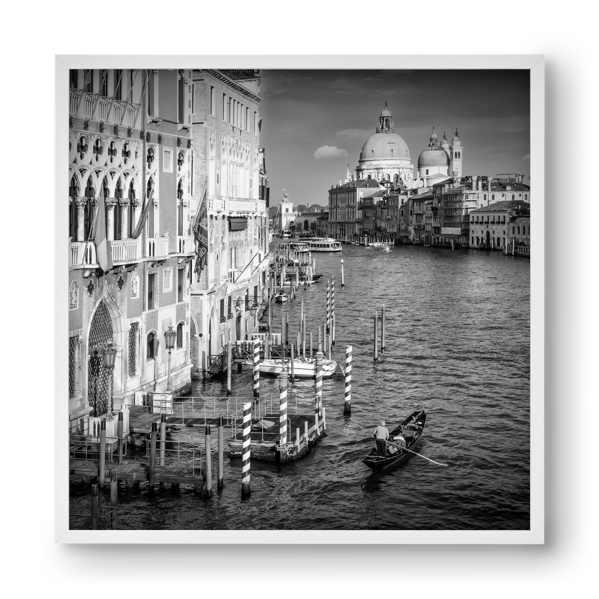 VENICE Canal Grande & Santa Maria della Salute | Monochrome, 40x40 cm (40x40 cm), Fehér keret