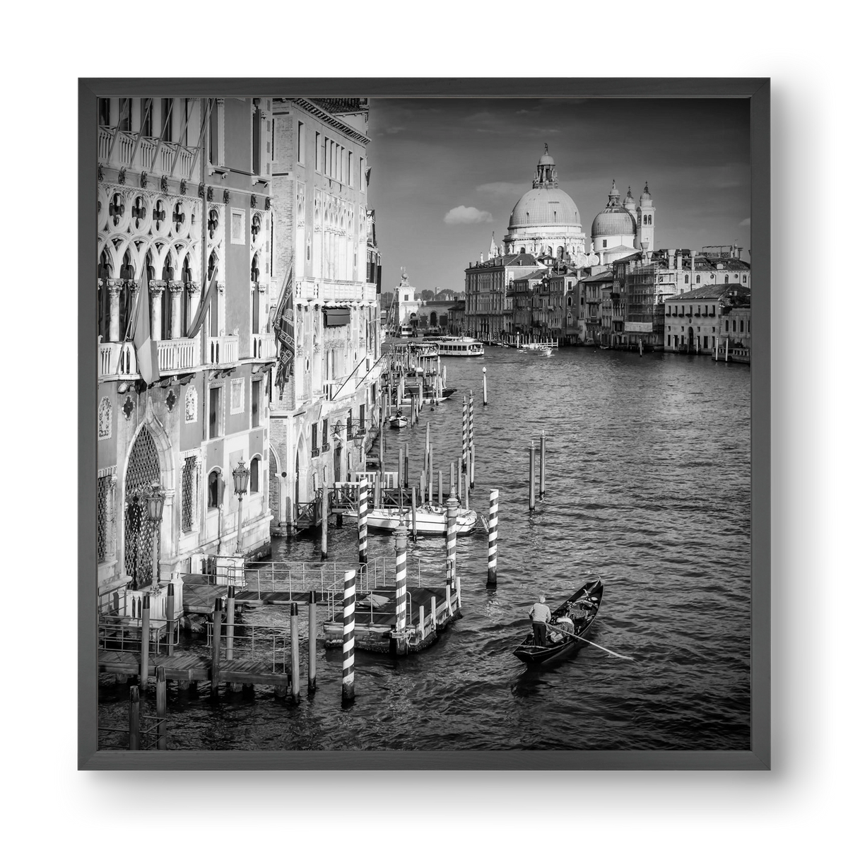 VENICE Canal Grande & Santa Maria della Salute | Monochrome, 40x40 cm (40x40 cm), Fekete keret