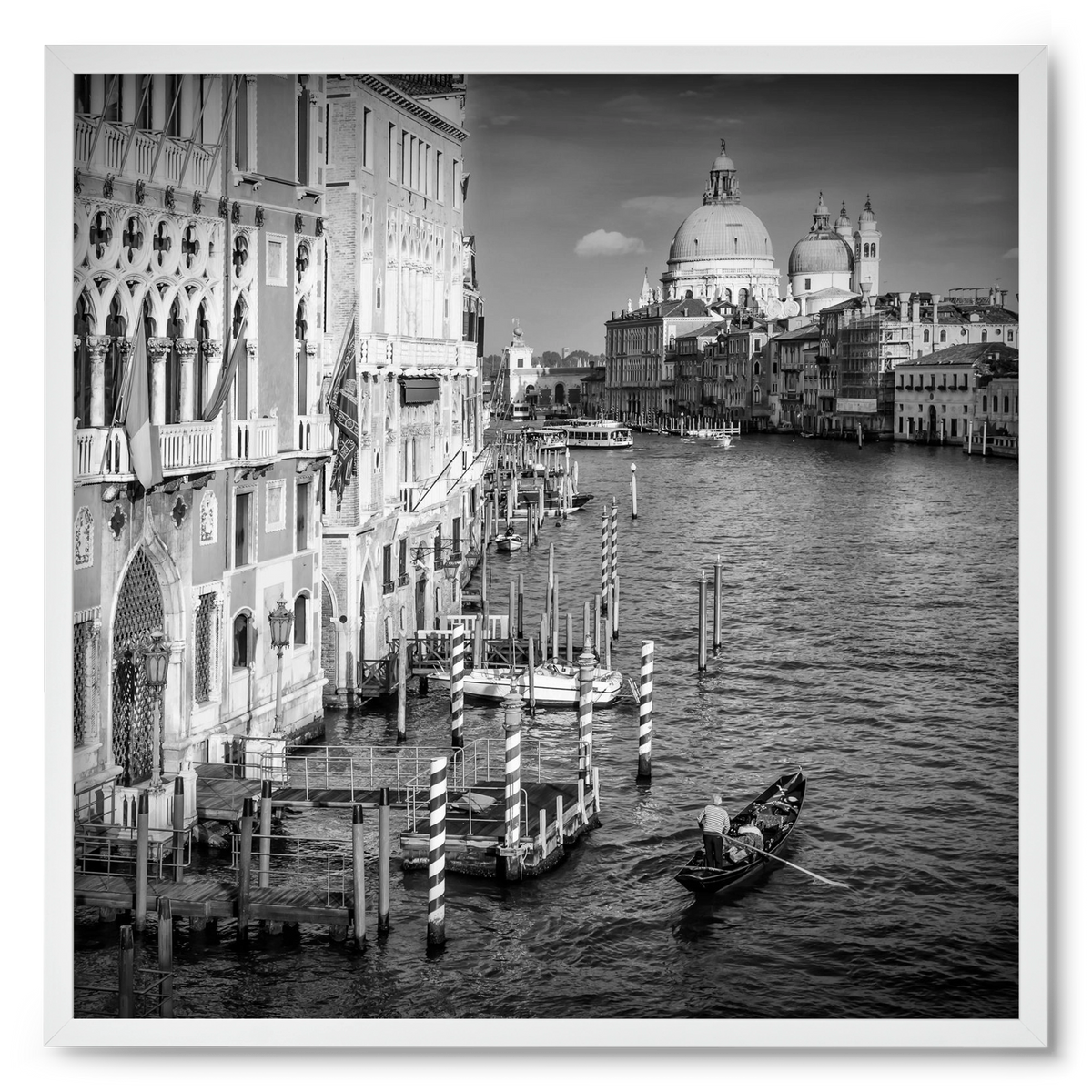 VENICE Canal Grande & Santa Maria della Salute | Monochrome, 50x50 cm (50x50 cm), Fehér keret