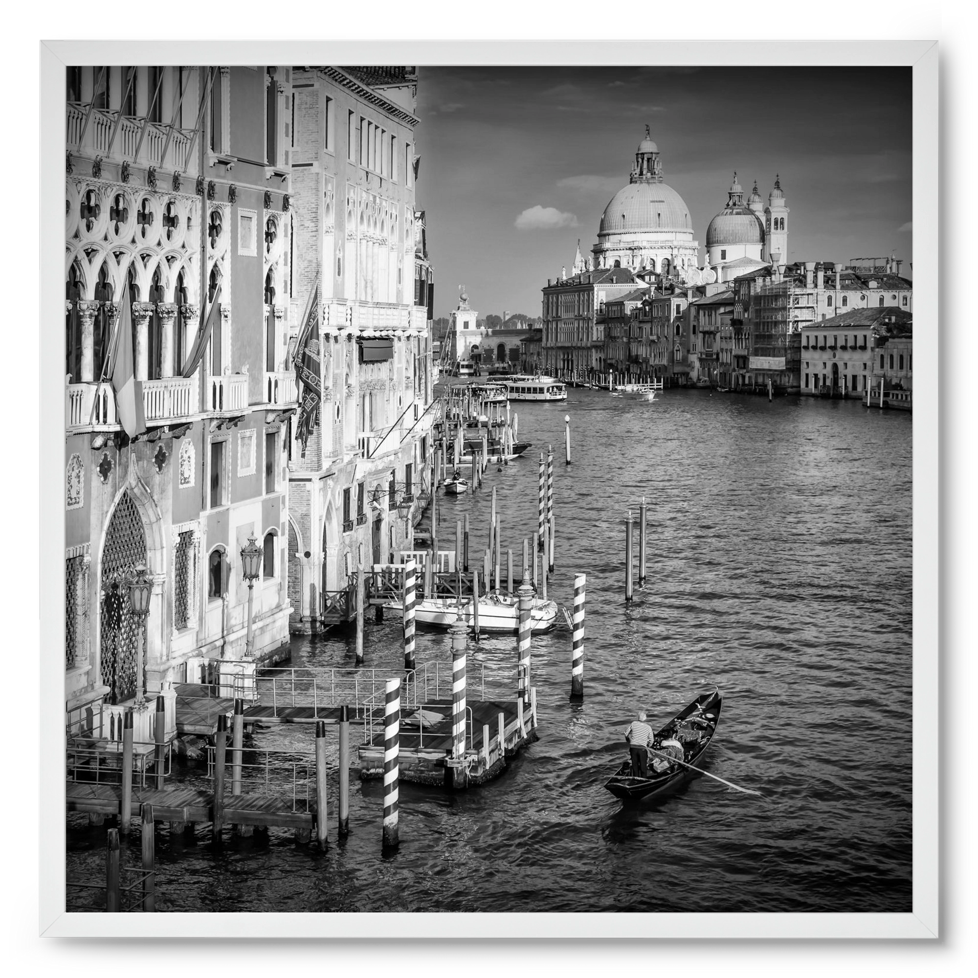 VENICE Canal Grande & Santa Maria della Salute | Monochrome, 50x50 cm (50x50 cm), Fehér keret