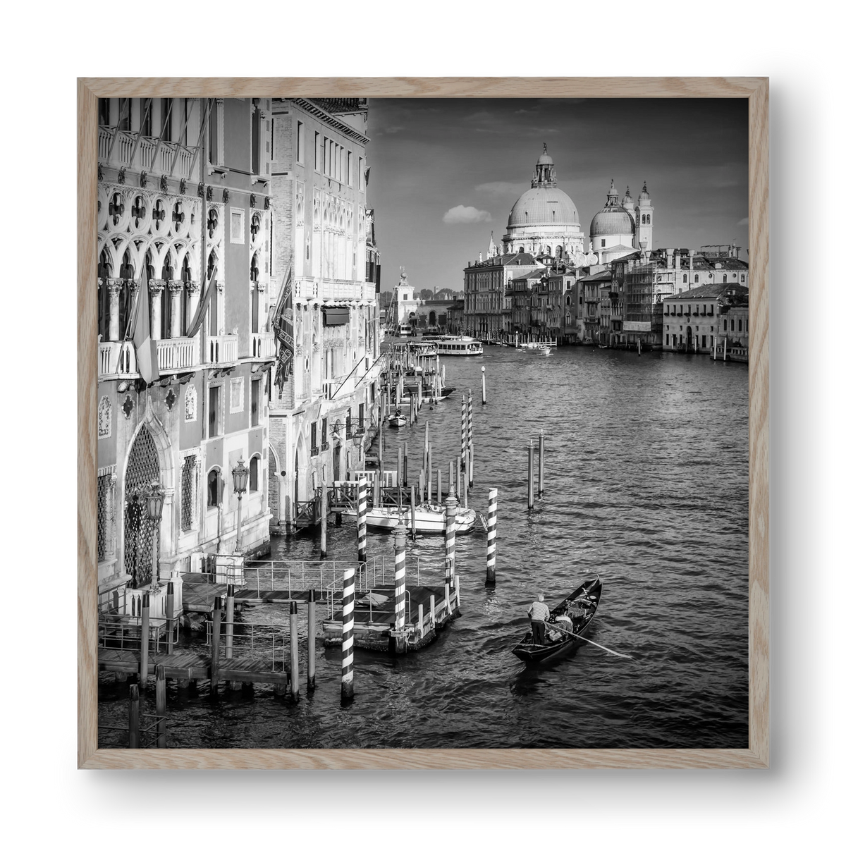 VENICE Canal Grande & Santa Maria della Salute | Monochrome, 40x40 cm (40x40 cm), Tölgy keret