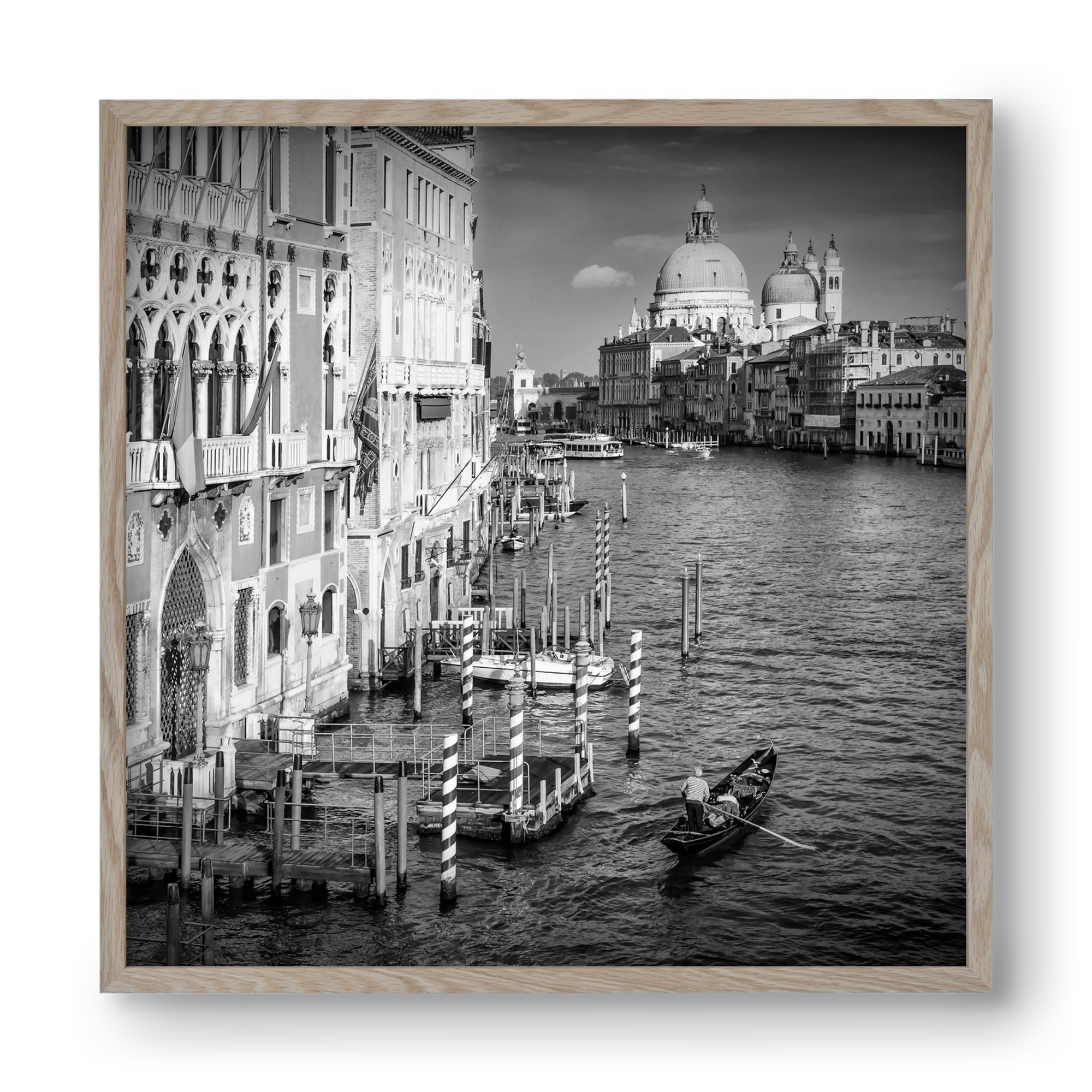 VENICE Canal Grande & Santa Maria della Salute | Monochrome, 40x40 cm (40x40 cm), Tölgy keret