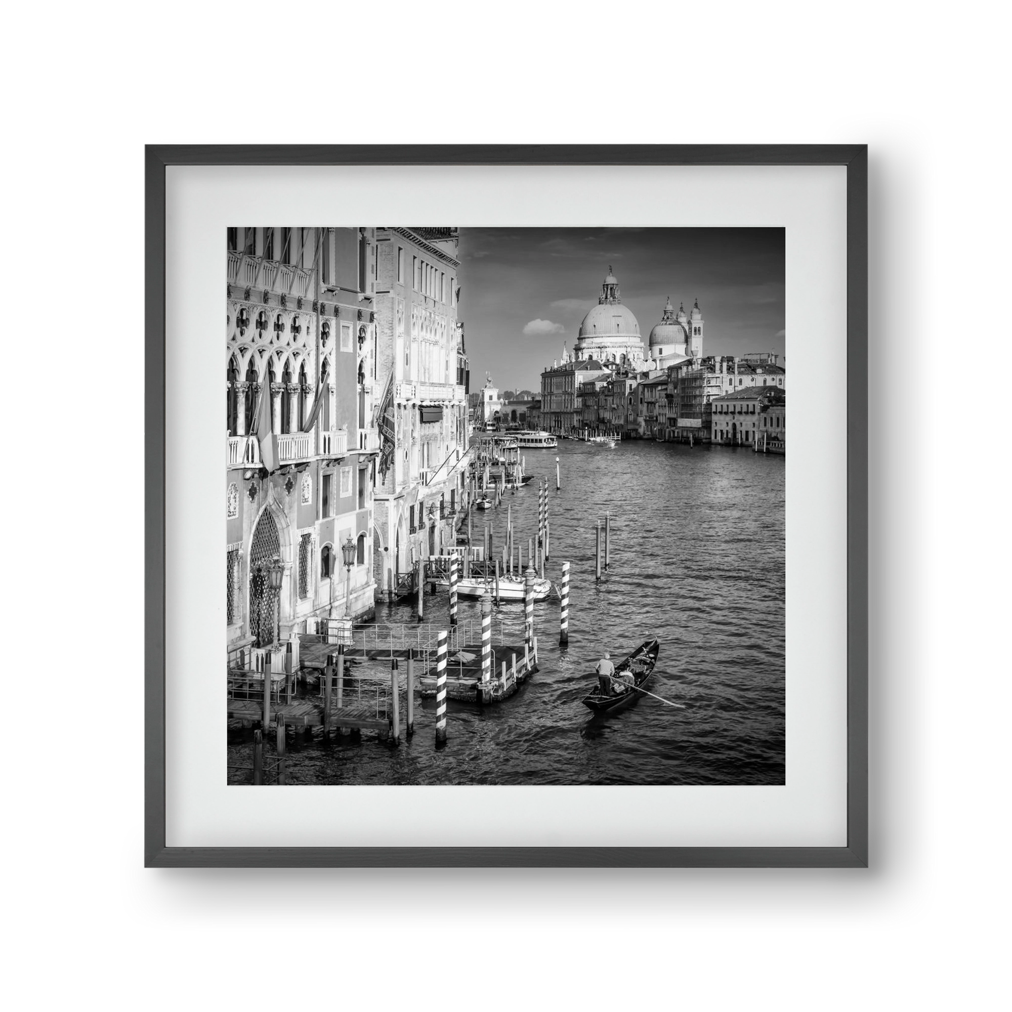 VENICE Canal Grande & Santa Maria della Salute | Monochrome, 30x30 cm (20x20 cm), Fekete keret, paszpartuval