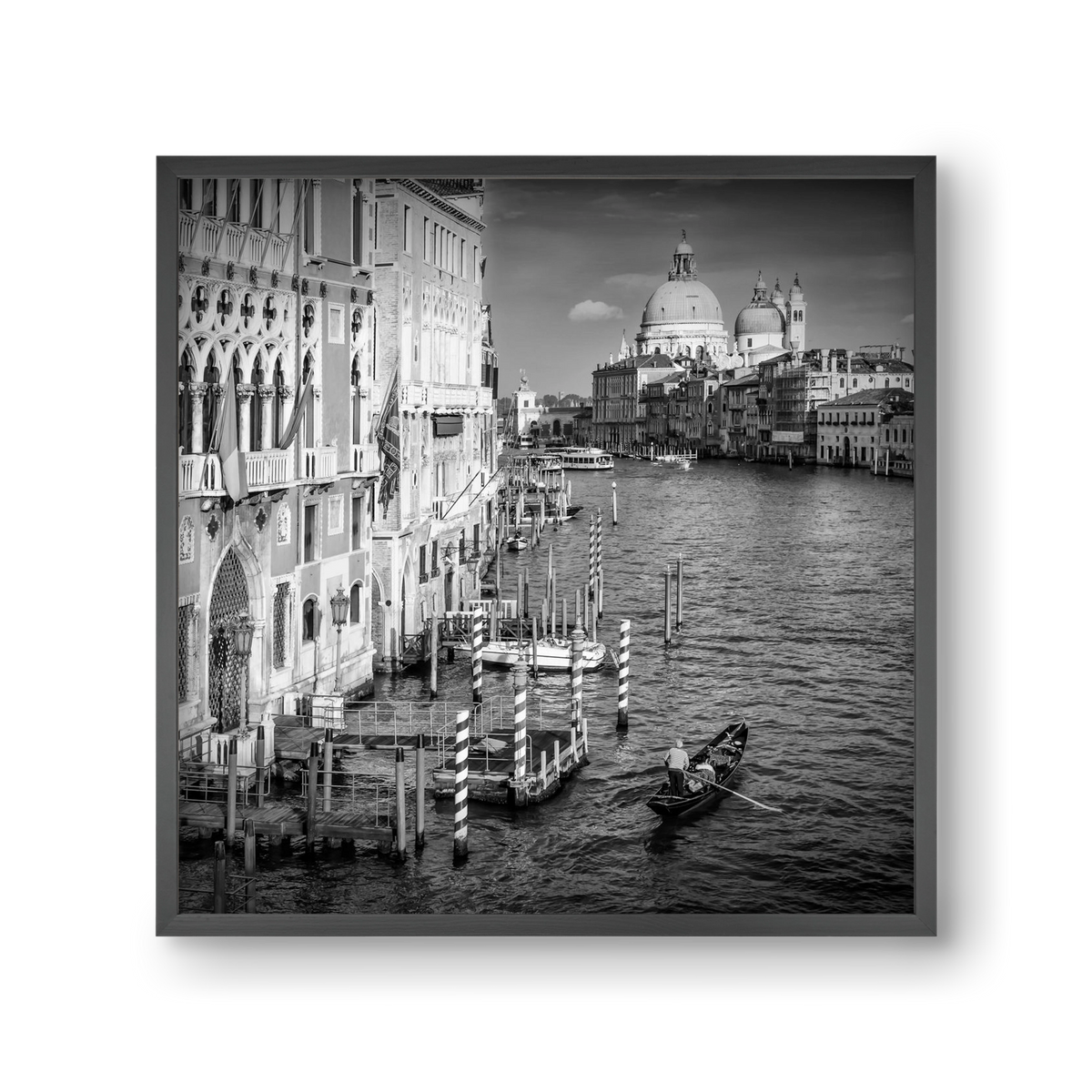 VENICE Canal Grande & Santa Maria della Salute | Monochrome, 30x30 cm (30x30 cm), Fekete keret