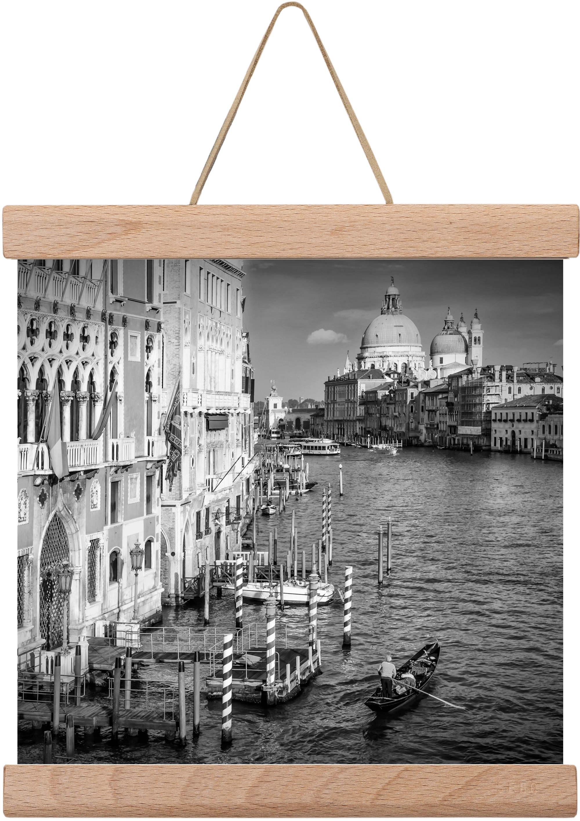 VENICE Canal Grande & Santa Maria della Salute | Monochrome, 20x20 cm (20x20 cm), Tölgy akasztó