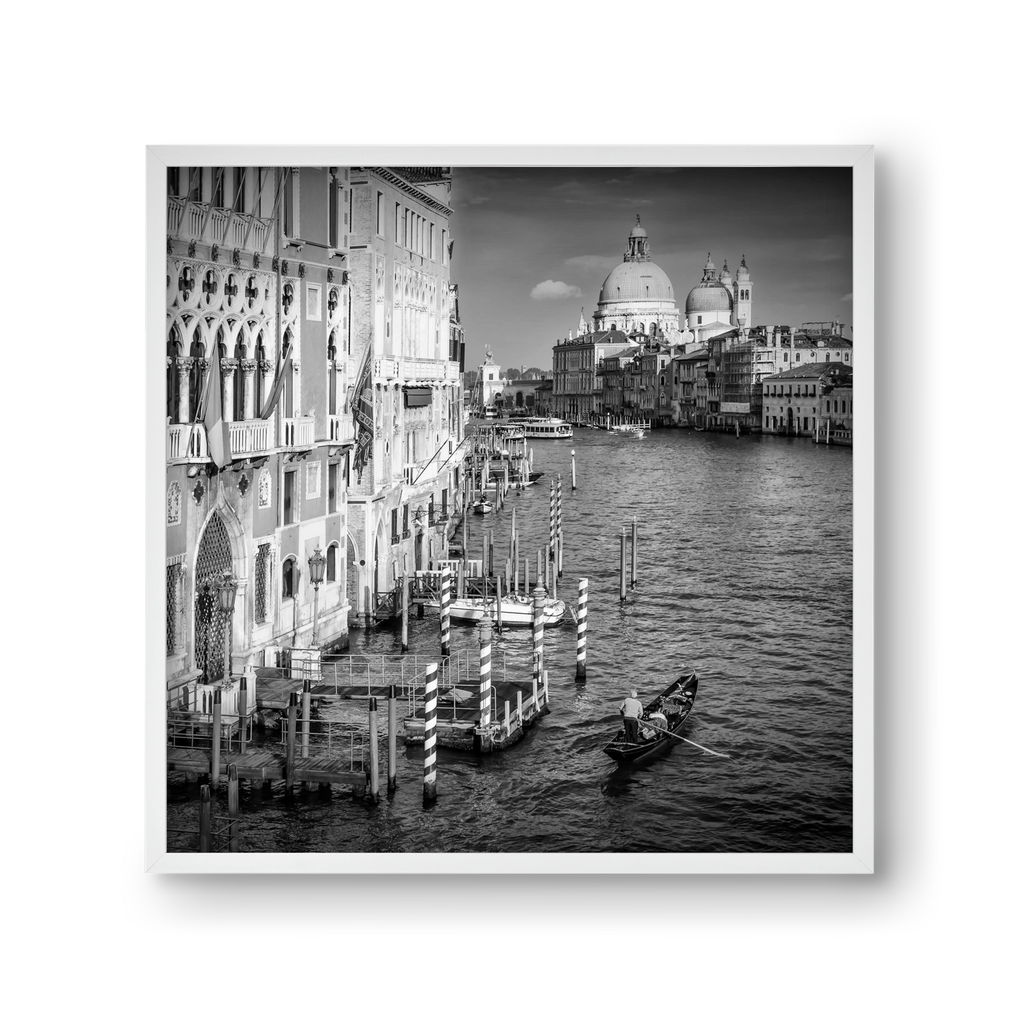 VENICE Canal Grande & Santa Maria della Salute | Monochrome, 30x30 cm (30x30 cm), Fehér keret