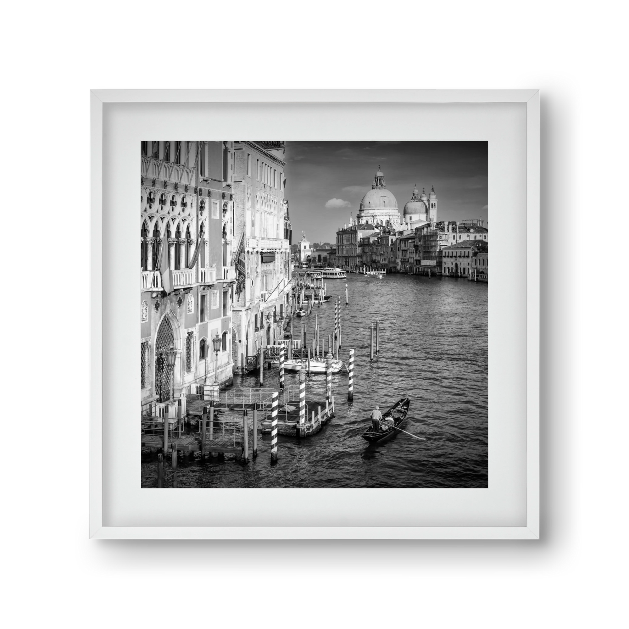 VENICE Canal Grande & Santa Maria della Salute | Monochrome, 30x30 cm (20x20 cm), Fehér keret, paszpartuval