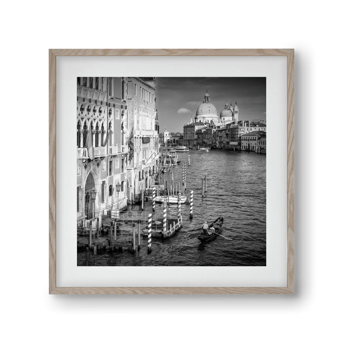 VENICE Canal Grande & Santa Maria della Salute | Monochrome, 30x30 cm (20x20 cm), Tölgy keret, paszpartuval