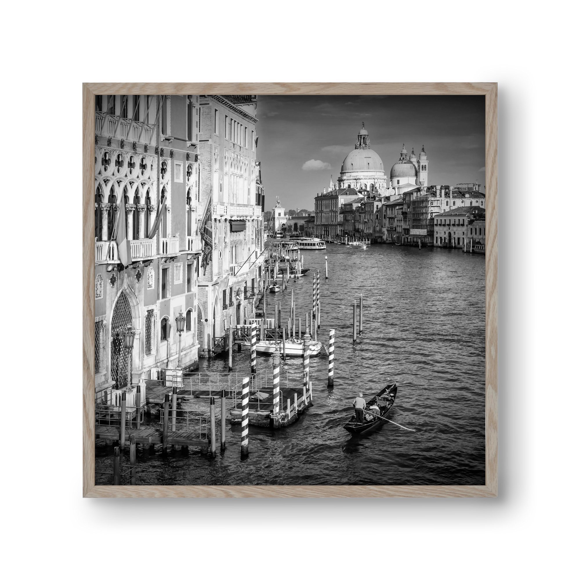 VENICE Canal Grande & Santa Maria della Salute | Monochrome, 30x30 cm (30x30 cm), Tölgy keret