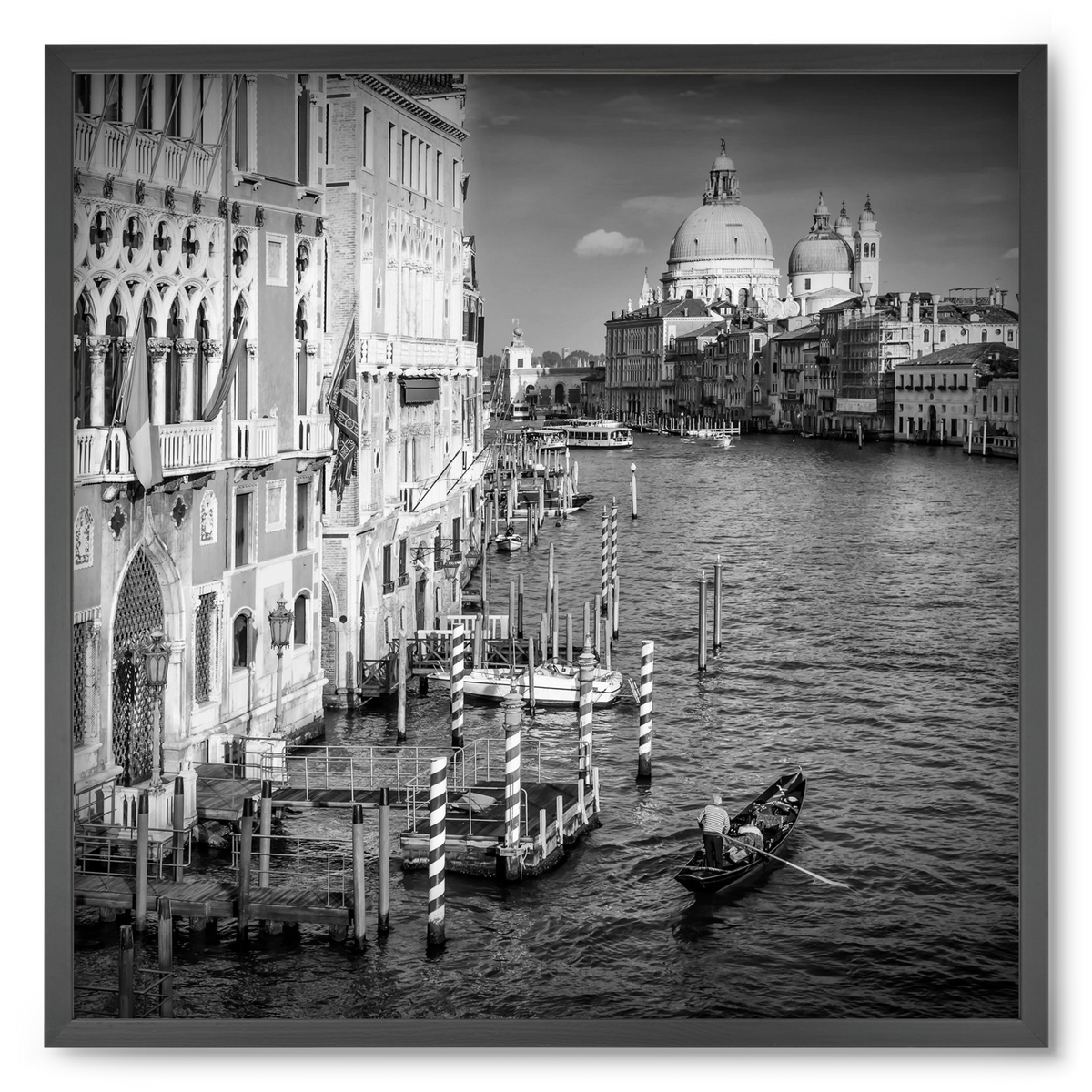 VENICE Canal Grande & Santa Maria della Salute | Monochrome, 50x50 cm (50x50 cm), Fekete keret