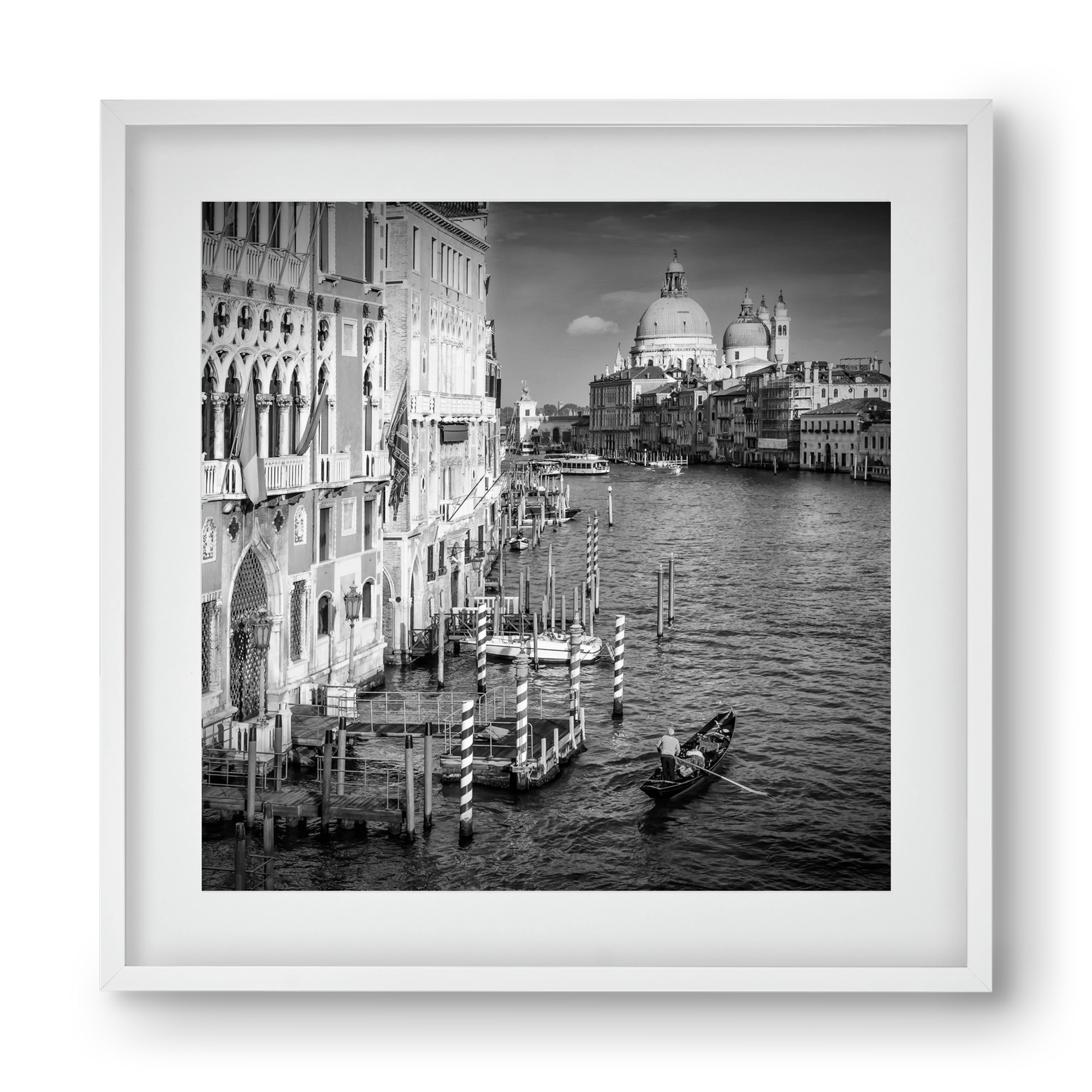 VENICE Canal Grande & Santa Maria della Salute | Monochrome, 40x40 cm (30x30 cm), Fehér keret, paszpartuval