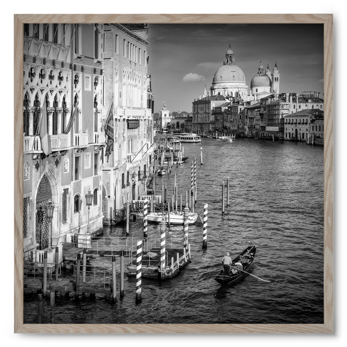 VENICE Canal Grande & Santa Maria della Salute | Monochrome, 50x50 cm (50x50 cm), Tölgy keret