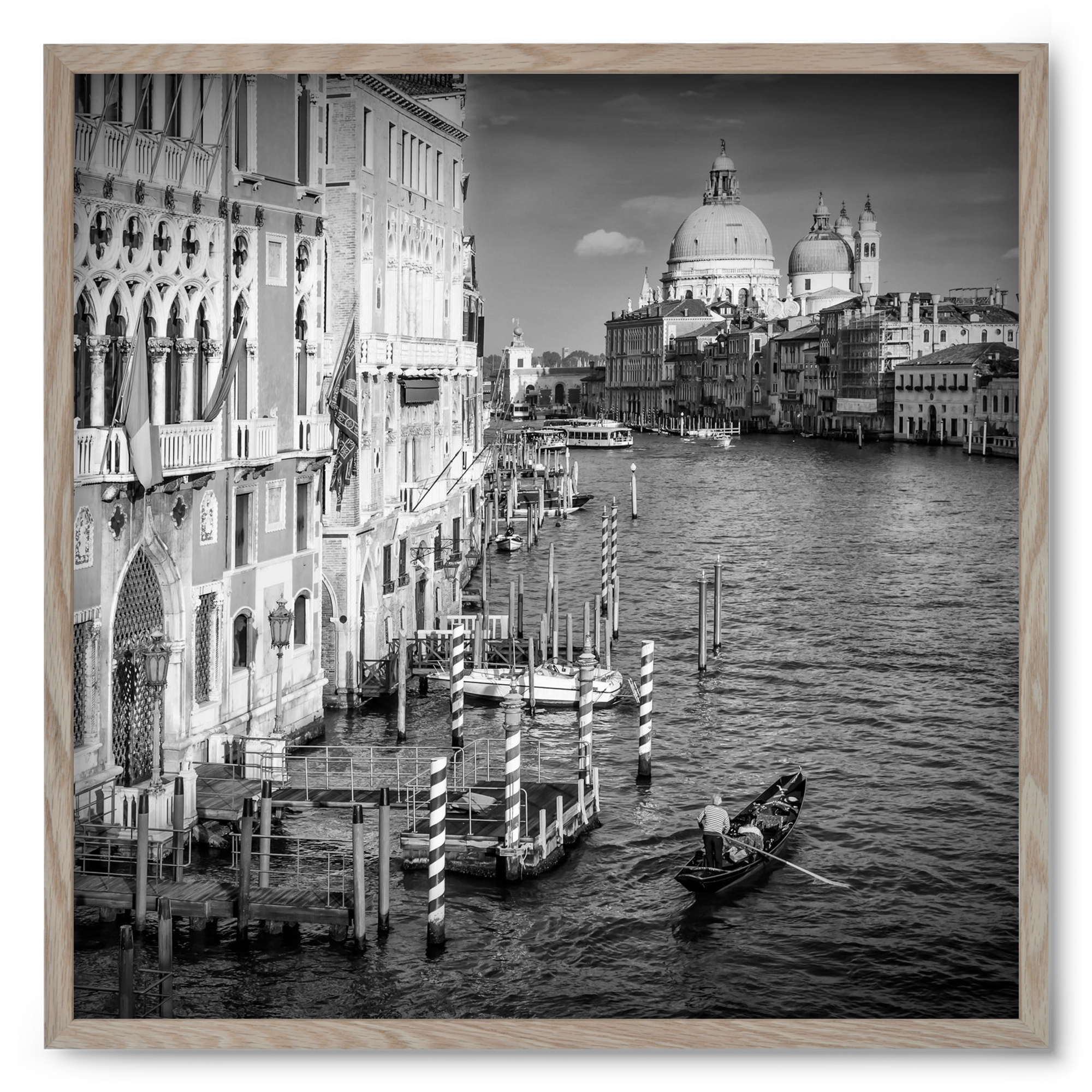 VENICE Canal Grande & Santa Maria della Salute | Monochrome, 50x50 cm (50x50 cm), Tölgy keret