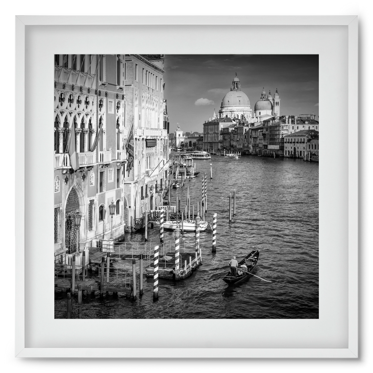 VENICE Canal Grande & Santa Maria della Salute | Monochrome, 50x50 cm (40x40 cm), Fehér keret, paszpartuval