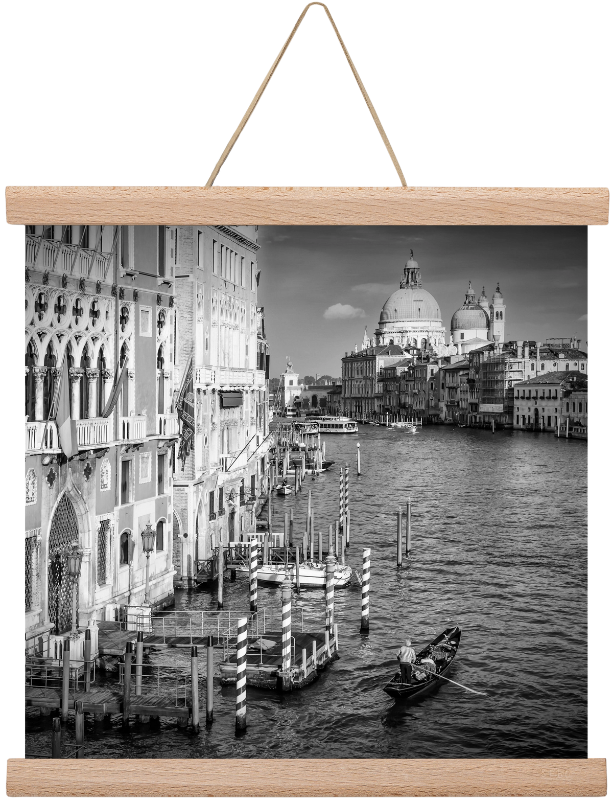 VENICE Canal Grande & Santa Maria della Salute | Monochrome, 30x30 cm (30x30 cm), Tölgy akasztó