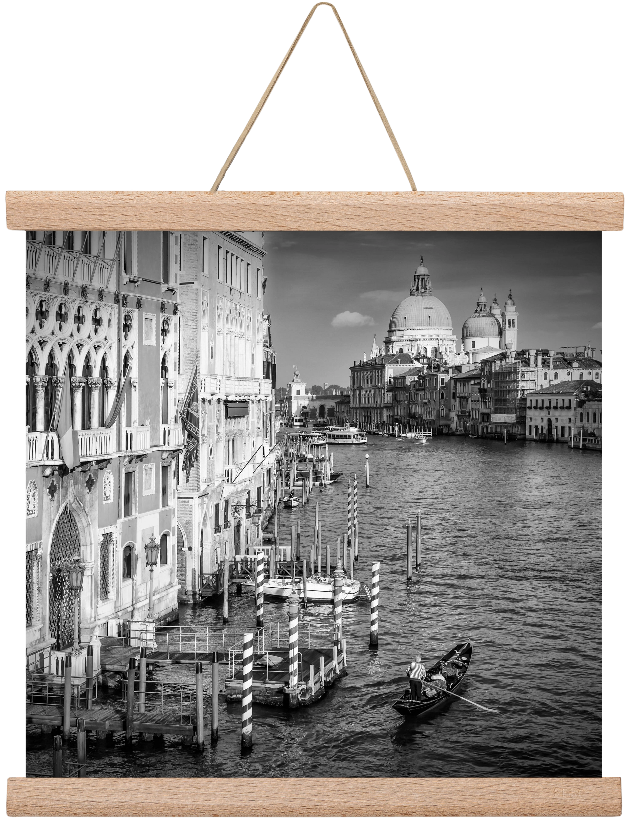 VENICE Canal Grande & Santa Maria della Salute | Monochrome, 30x30 cm (30x30 cm), Tölgy akasztó