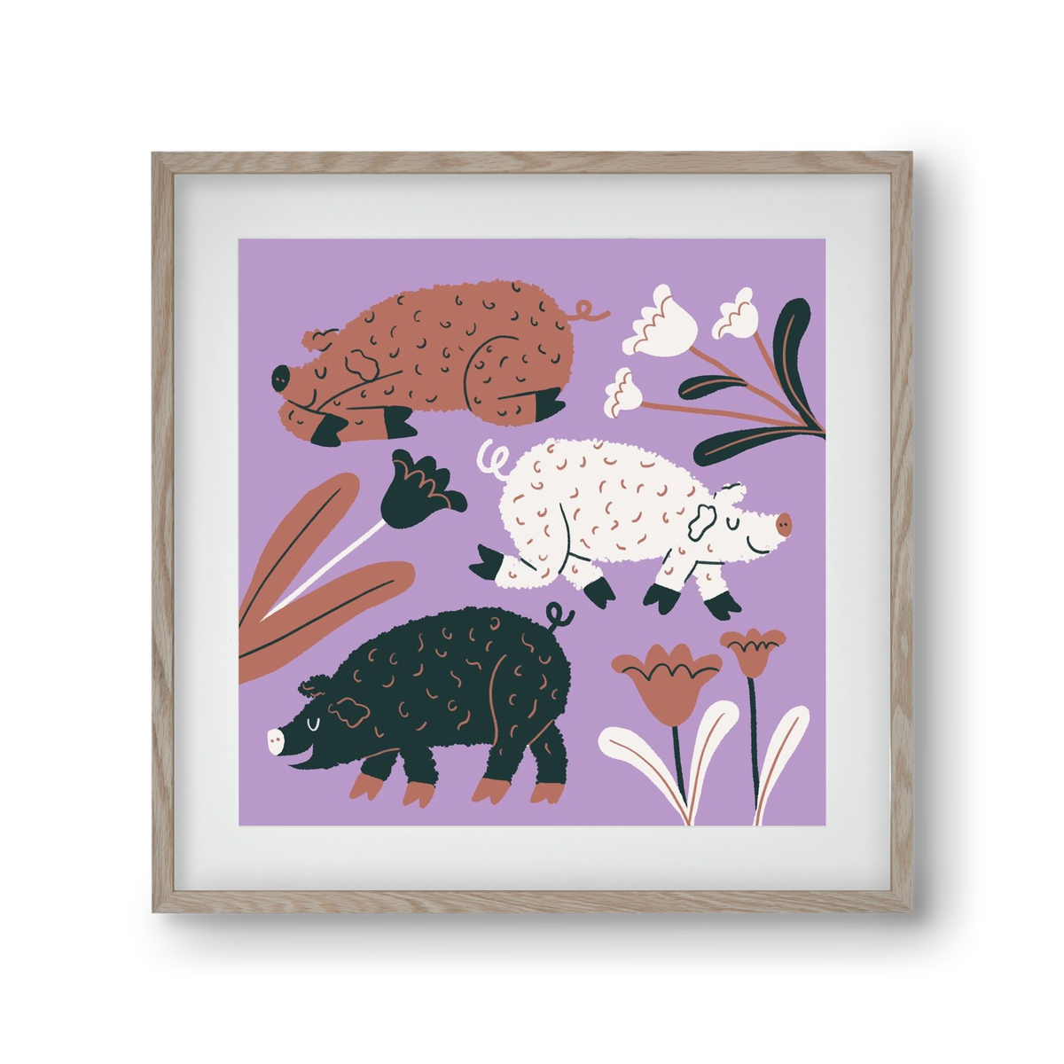 Mangalicák, 30x30 cm (20x20 cm), Tölgy keret, paszpartuval