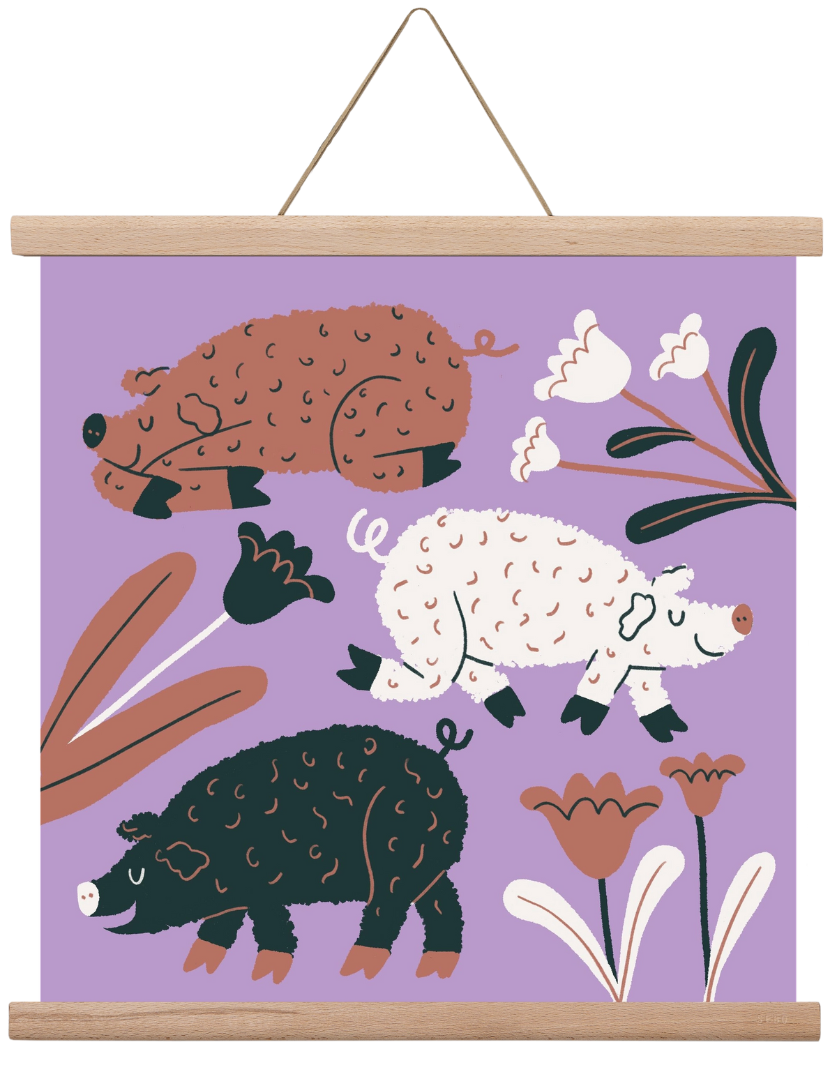 Mangalicák, 40x40 cm (40x40 cm), Tölgy akasztó