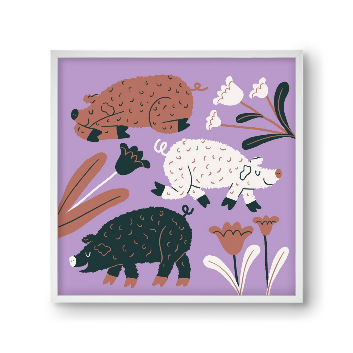 Mangalicák, 30x30 cm (30x30 cm), Fehér keret