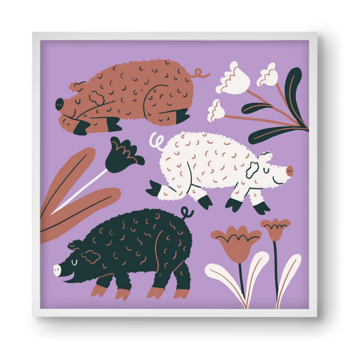 Mangalicák, 40x40 cm (40x40 cm), Fehér keret