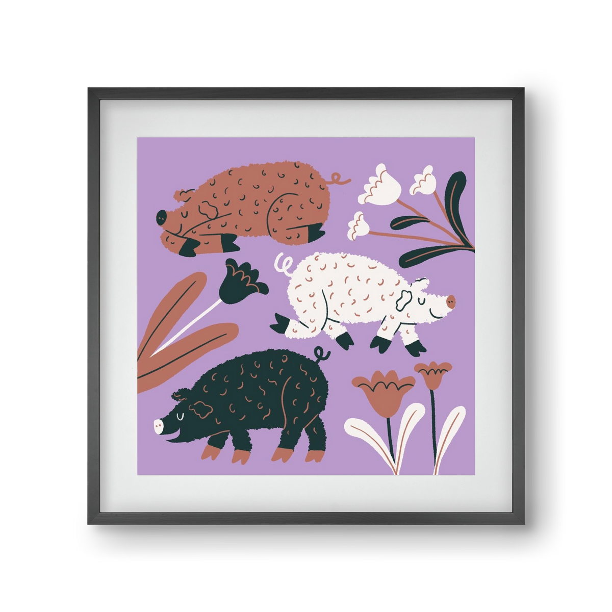 Mangalicák, 30x30 cm (20x20 cm), Fekete keret, paszpartuval