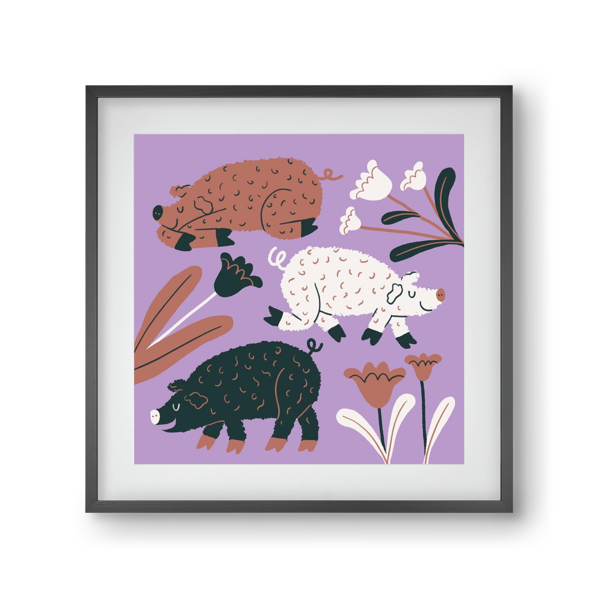 Mangalicák, 30x30 cm (20x20 cm), Fekete keret, paszpartuval