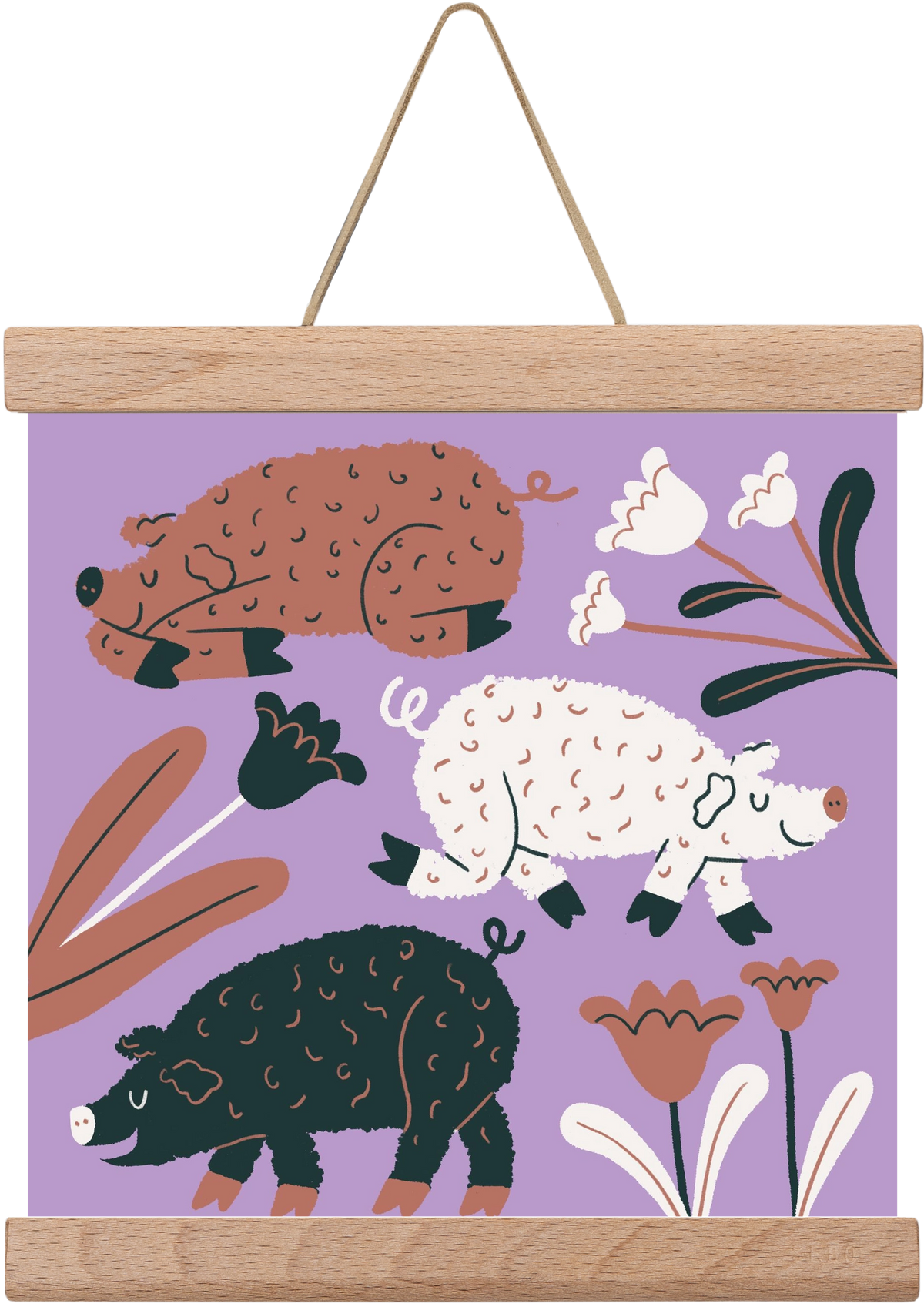 Mangalicák, 20x20 cm (20x20 cm), Tölgy akasztó