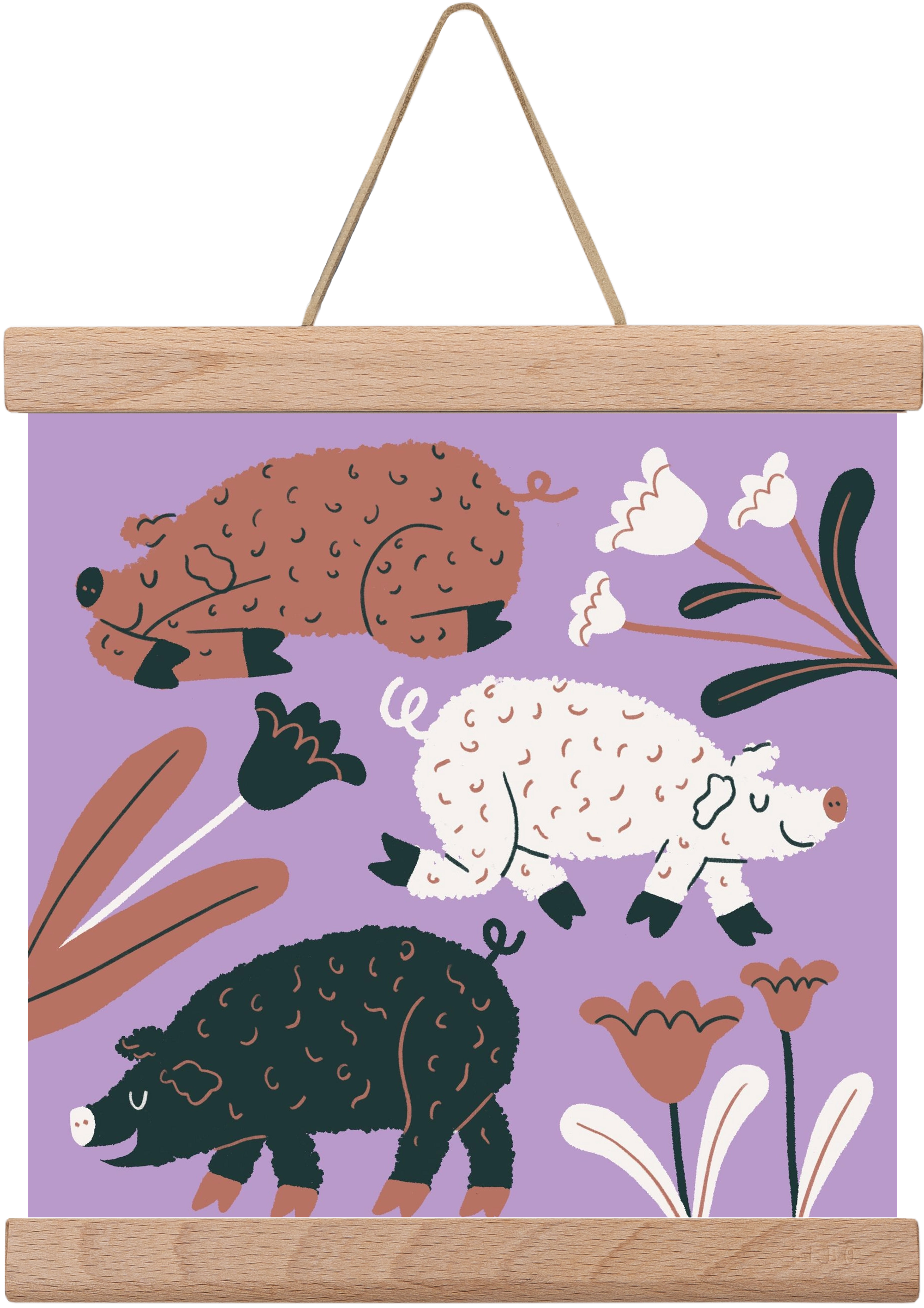 Mangalicák, 20x20 cm (20x20 cm), Tölgy akasztó