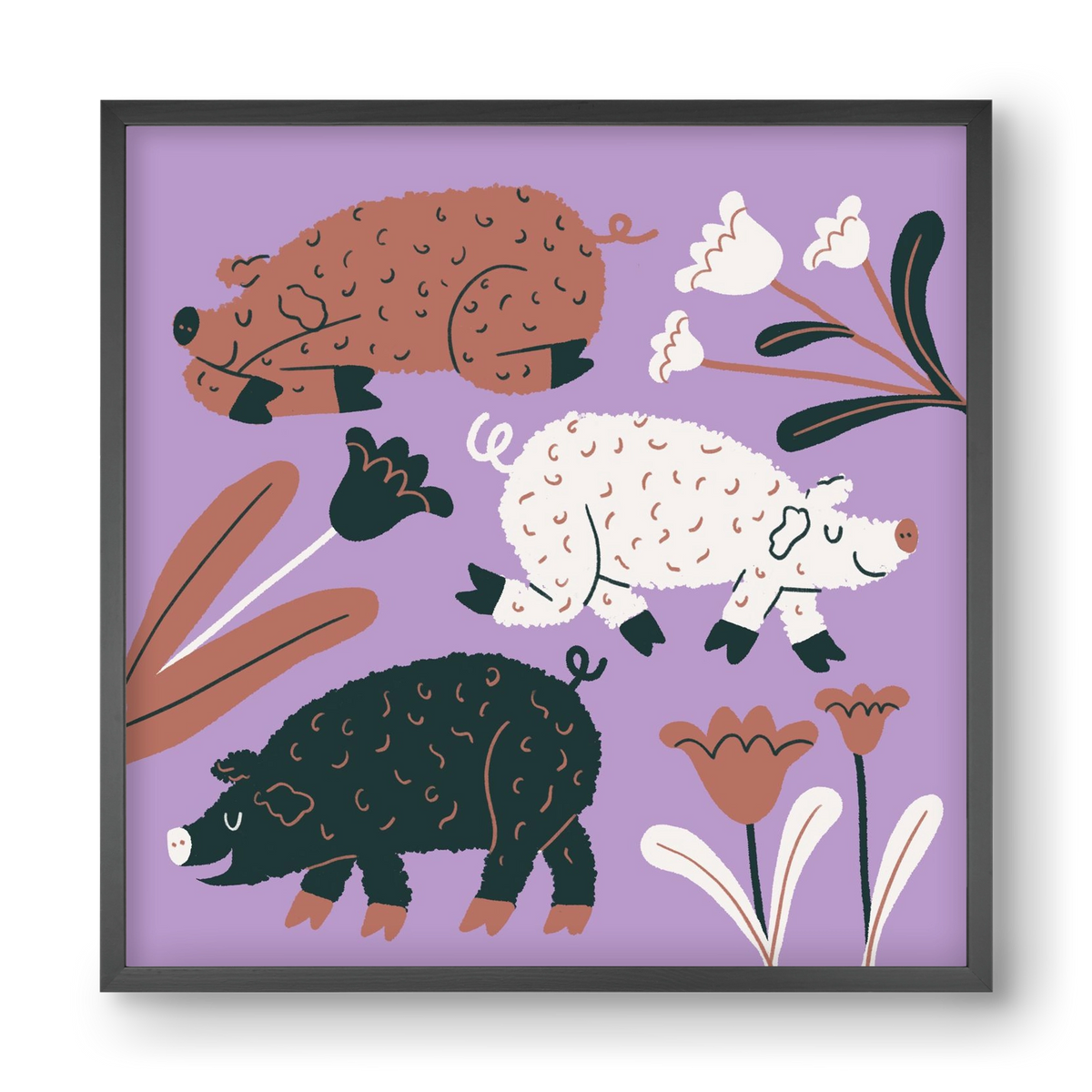 Mangalicák, 40x40 cm (40x40 cm), Fekete keret