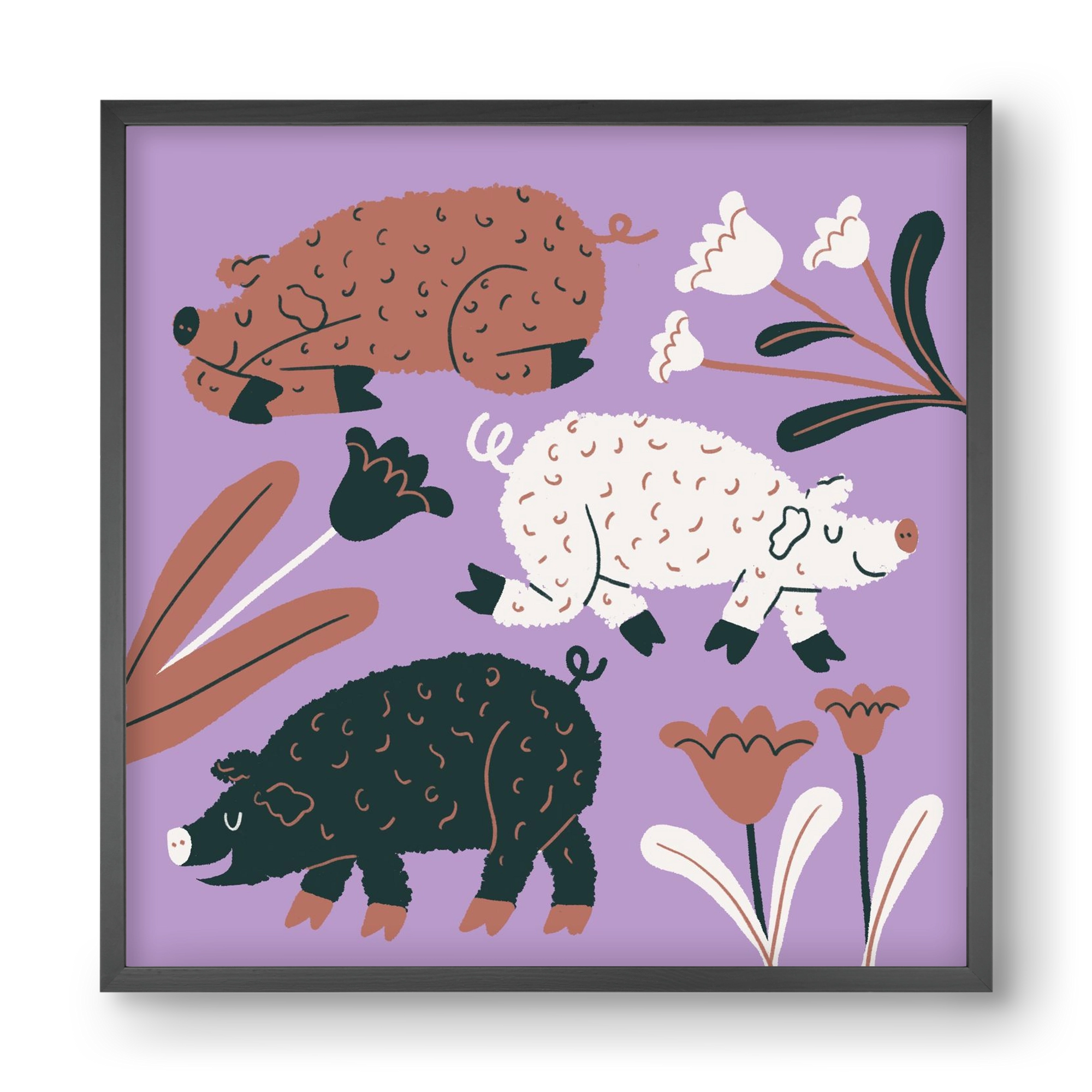 Mangalicák, 40x40 cm (40x40 cm), Fekete keret