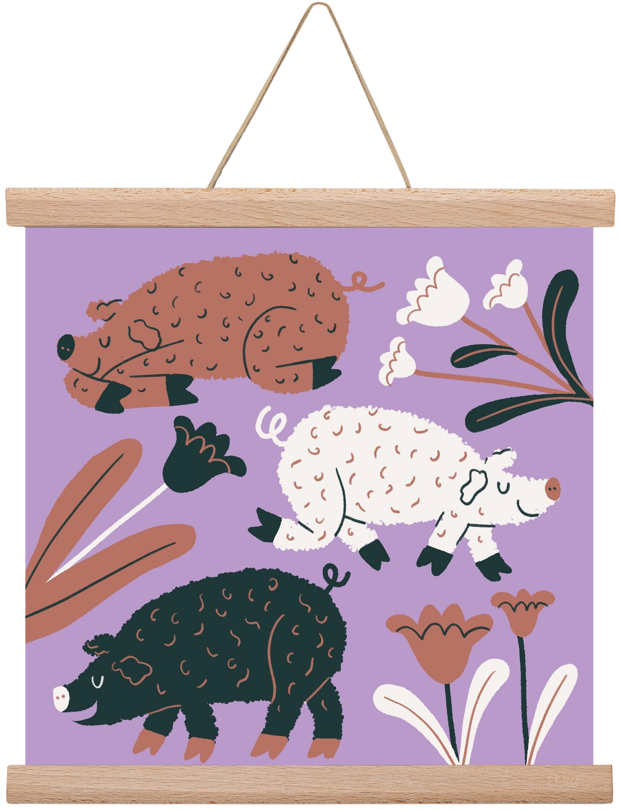 Mangalicák, 30x30 cm (30x30 cm), Tölgy akasztó