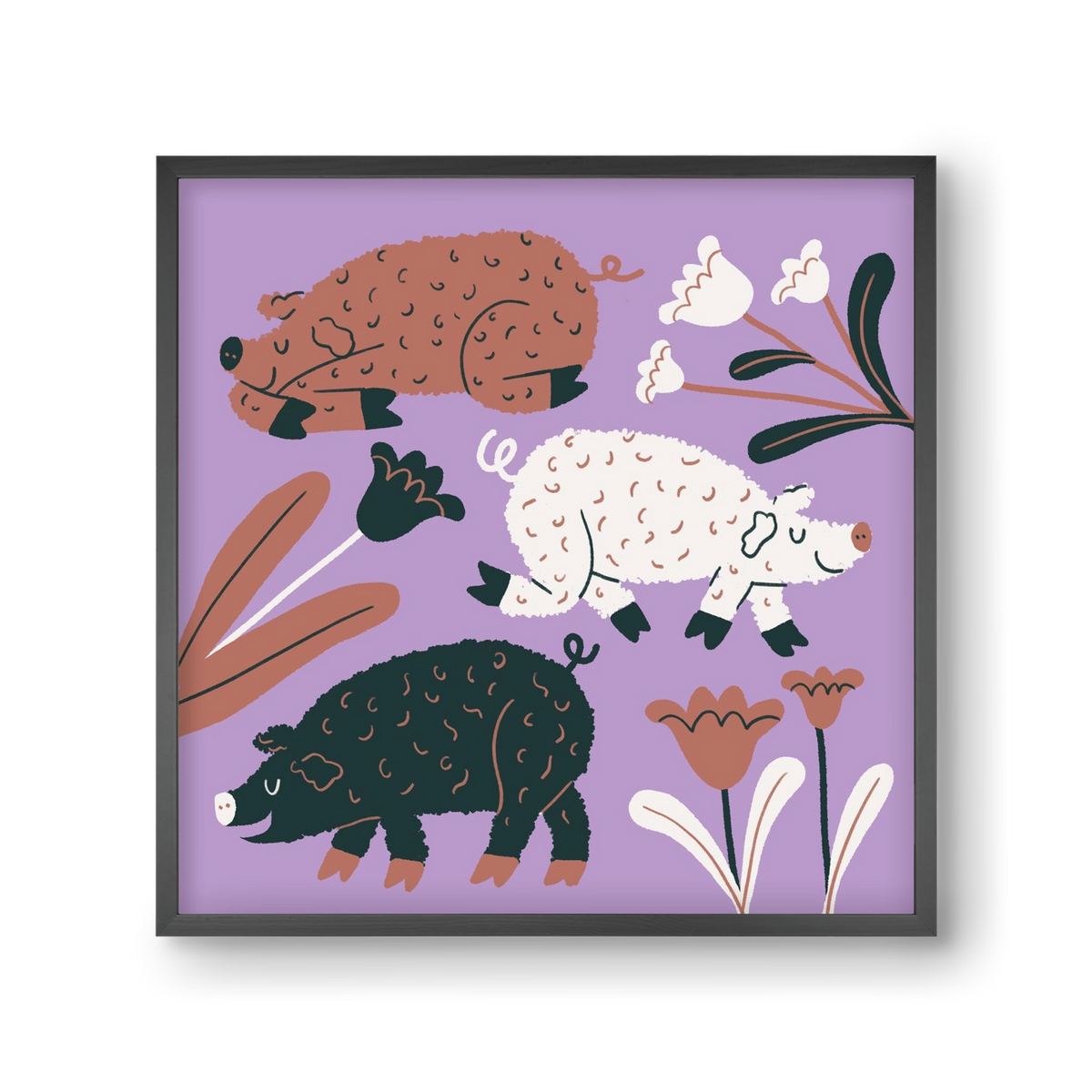 Mangalicák, 30x30 cm (30x30 cm), Fekete keret