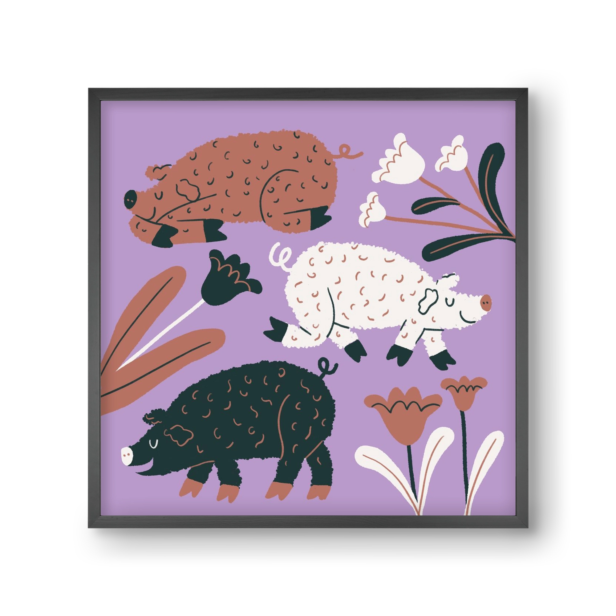 Mangalicák, 30x30 cm (30x30 cm), Fekete keret