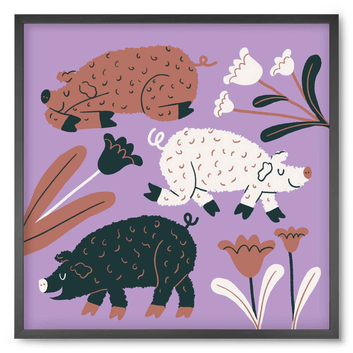 Mangalicák, 50x50 cm (50x50 cm), Fekete keret