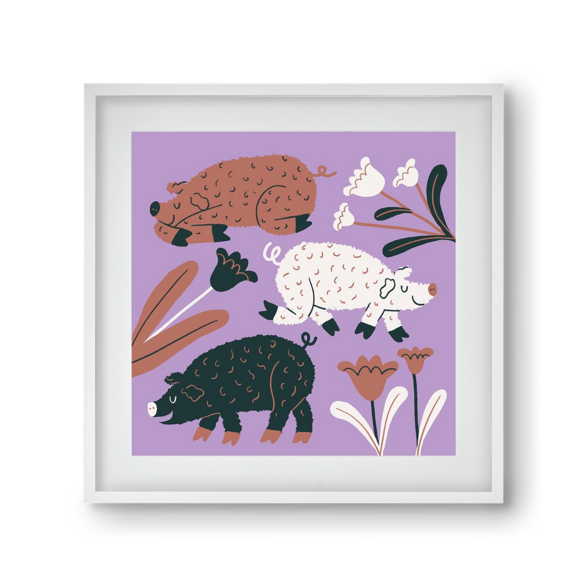 Mangalicák, 30x30 cm (20x20 cm), Fehér keret, paszpartuval