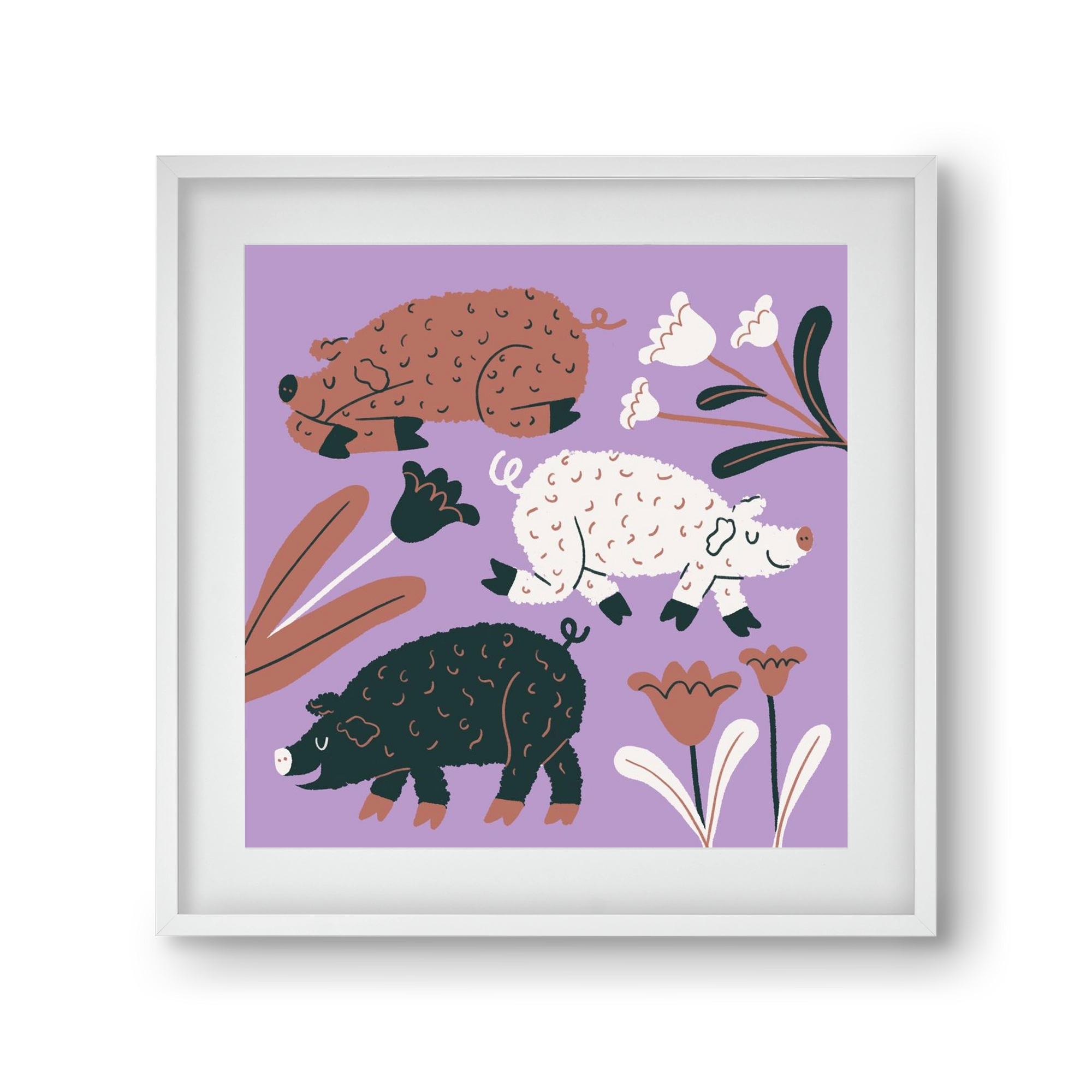 Mangalicák, 30x30 cm (20x20 cm), Fehér keret, paszpartuval