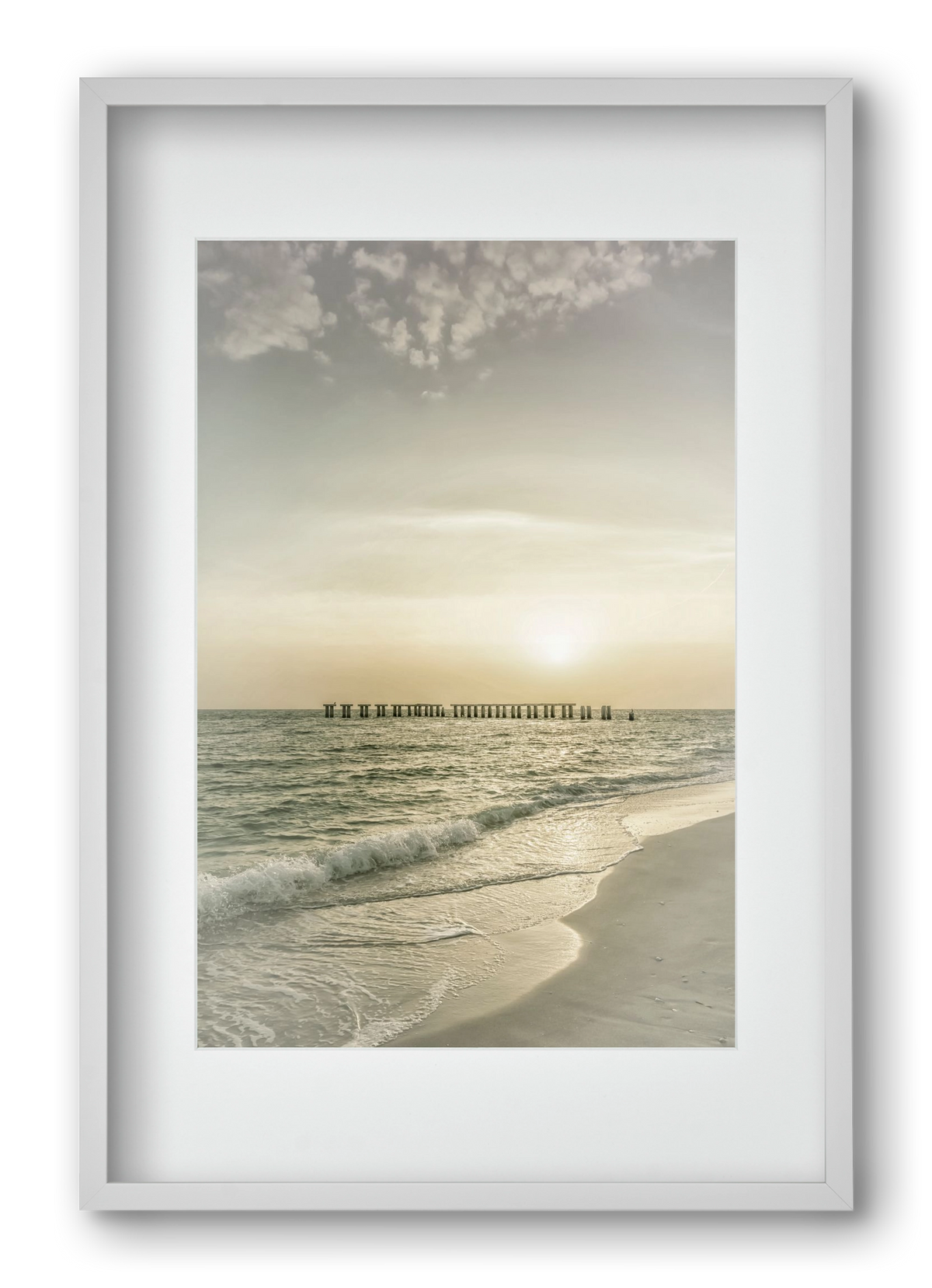 Gasparilla Island Sunset | Vintage, 40x60 cm (30x45 cm), Fehér keret, paszpartuval