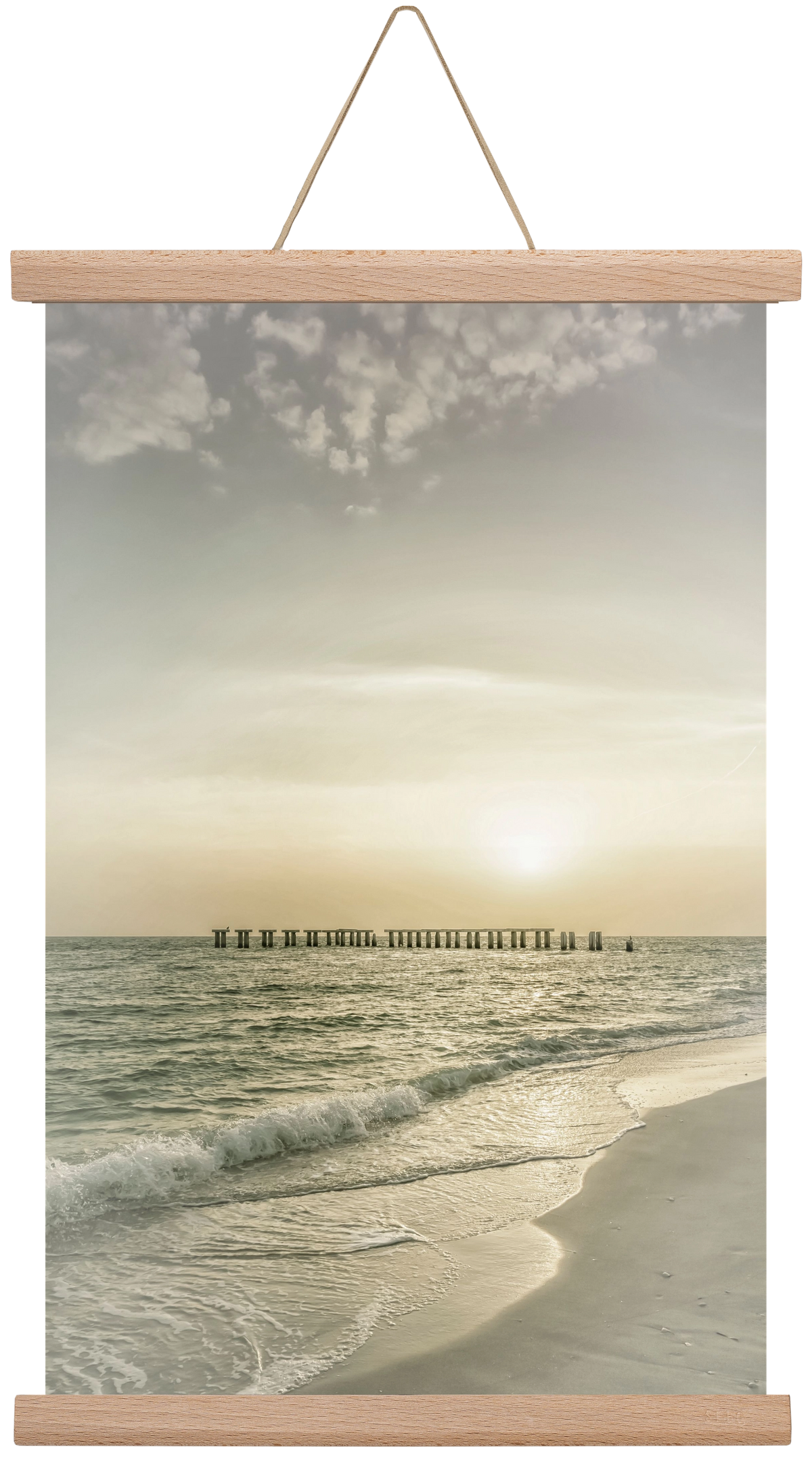 Gasparilla Island Sunset | Vintage, 30x45 cm (30x45 cm), Tölgy akasztó